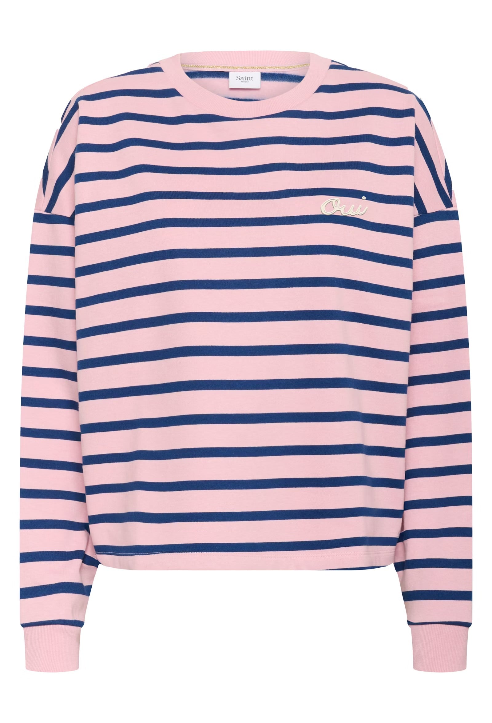 Saint Tropez Striped Sweatshirt In Pink & Navy