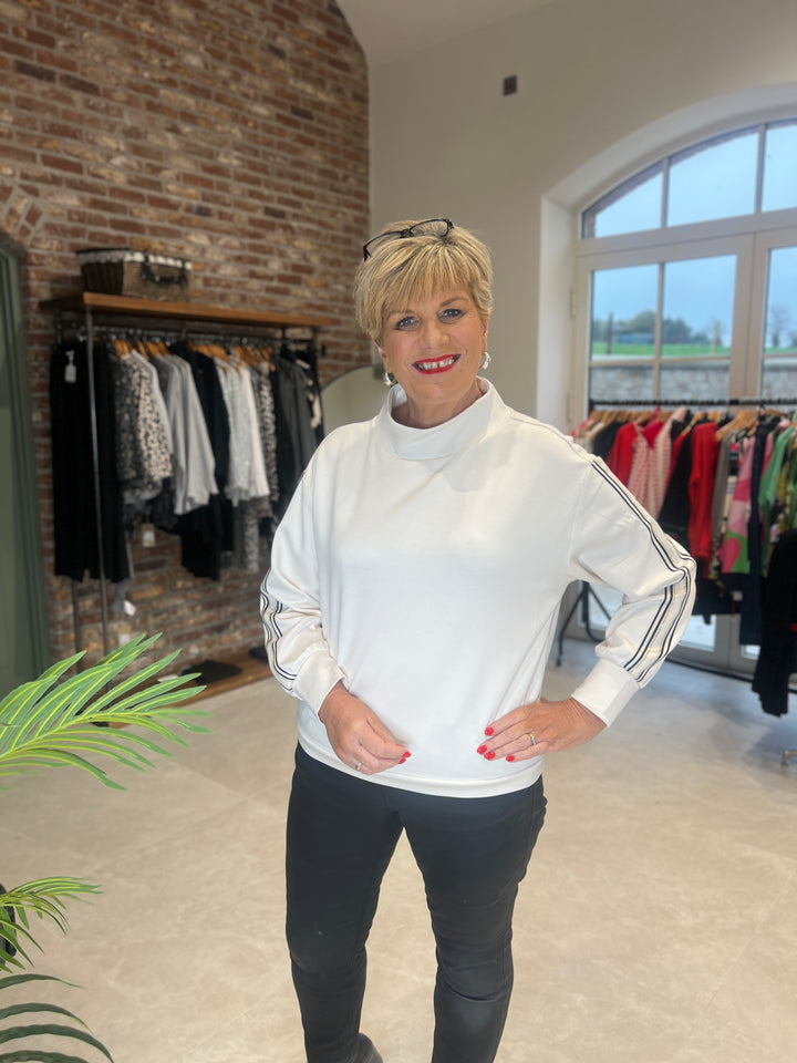 Monari Sweatshirt With Stripe In Almond