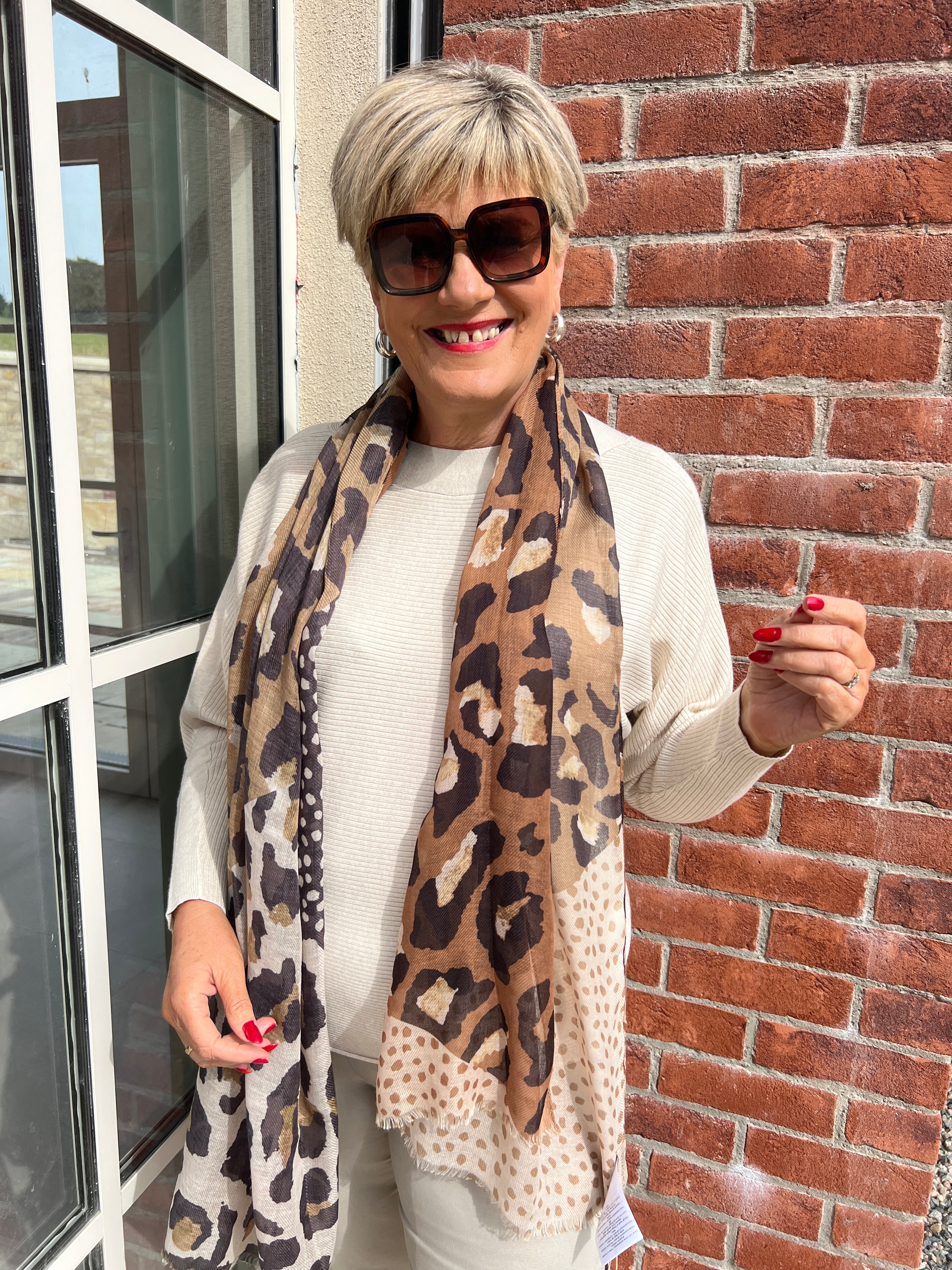 Soya Concept Shada Scarf In Brown & Cream