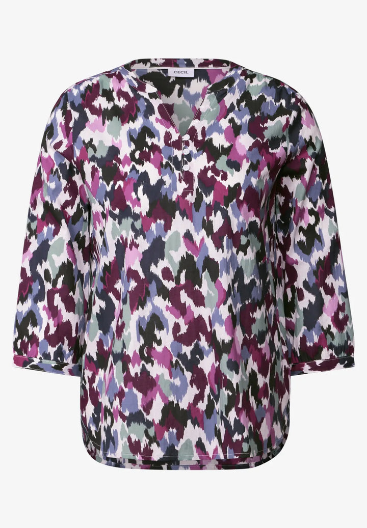 Cecil Patterned Cotton Blouse In Vanilla White