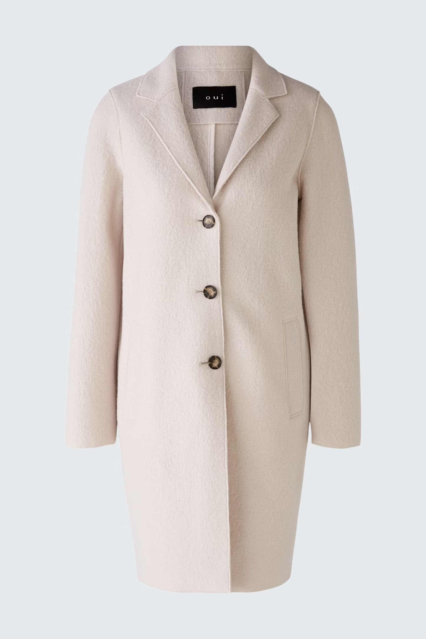 Oui Mayson Boiled Wool Coat In Stone Melange