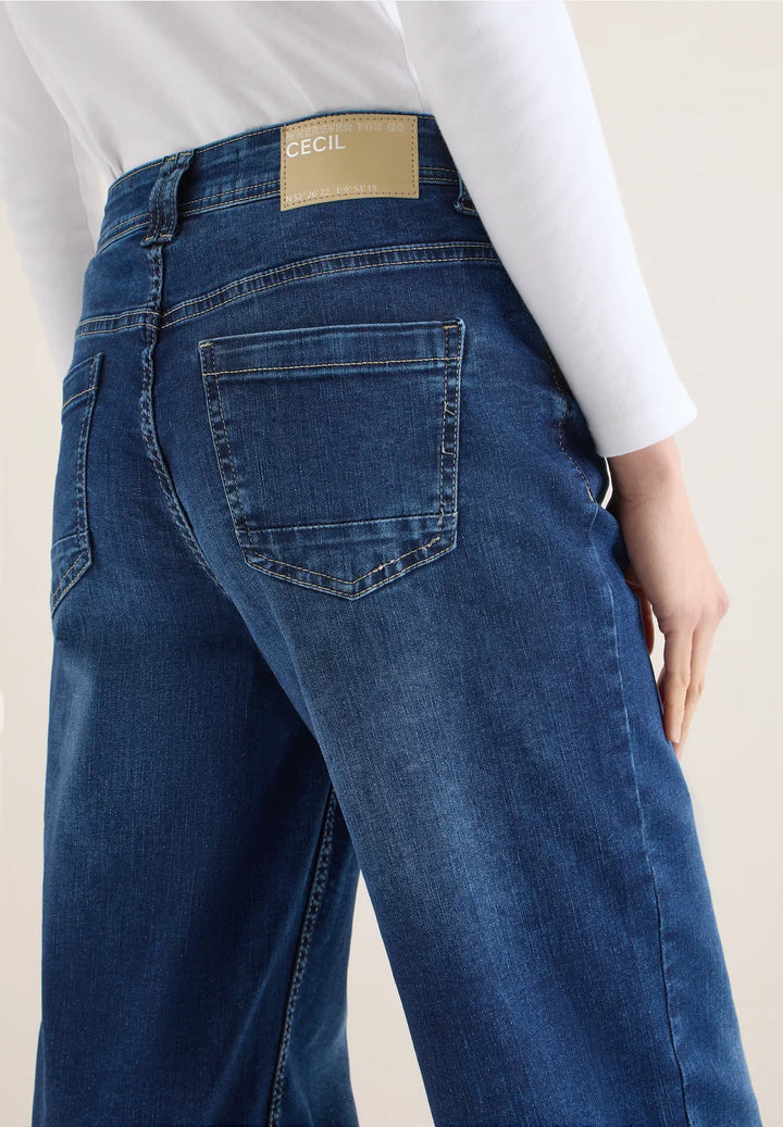 Cecil Neele Wide Jeans In Mid Blue Wash