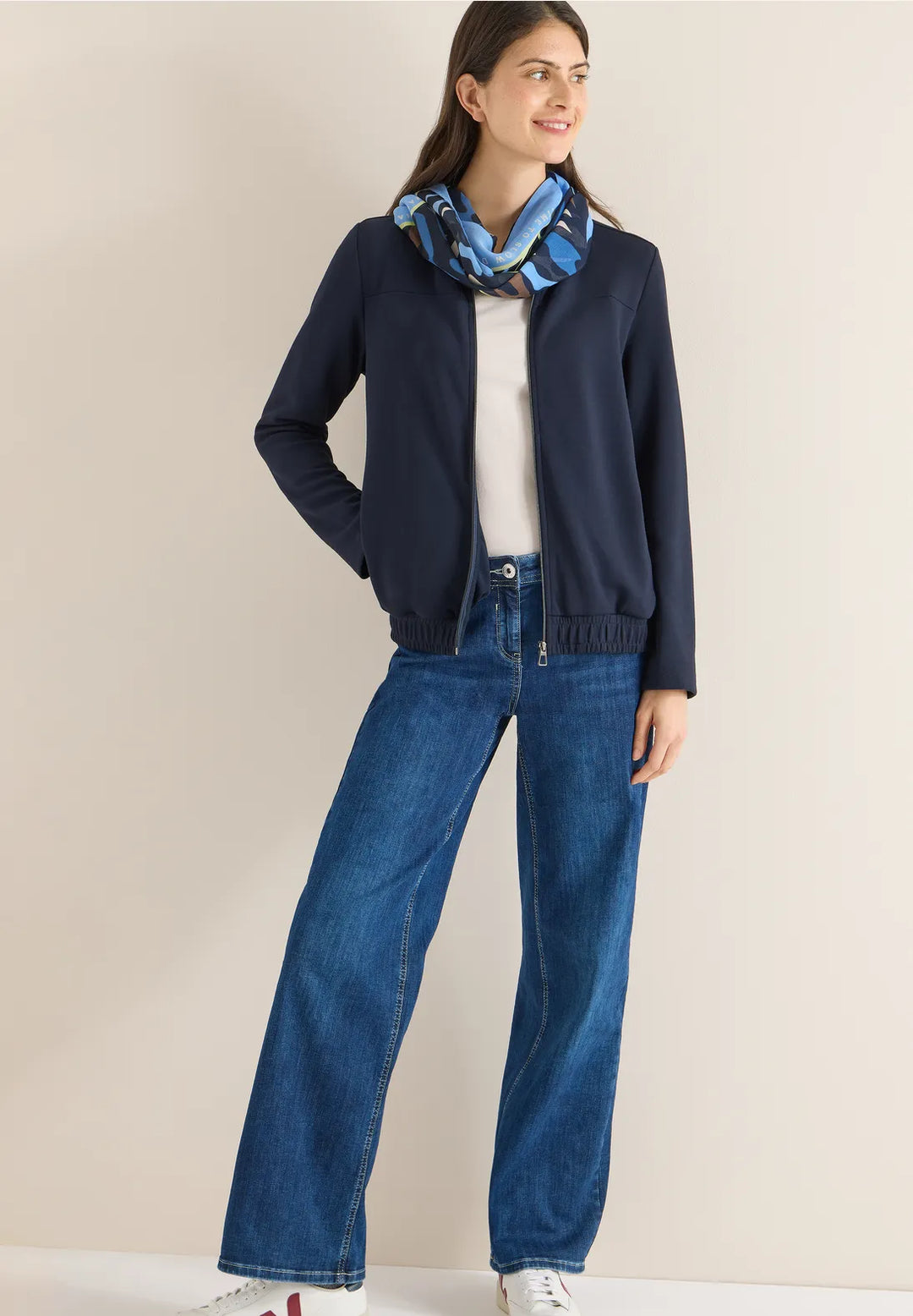 Cecil Print Loop Snood In Universal Blue