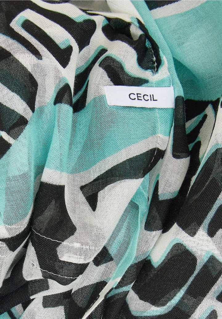Cecil Print Loop Snood In Light Foam Blue