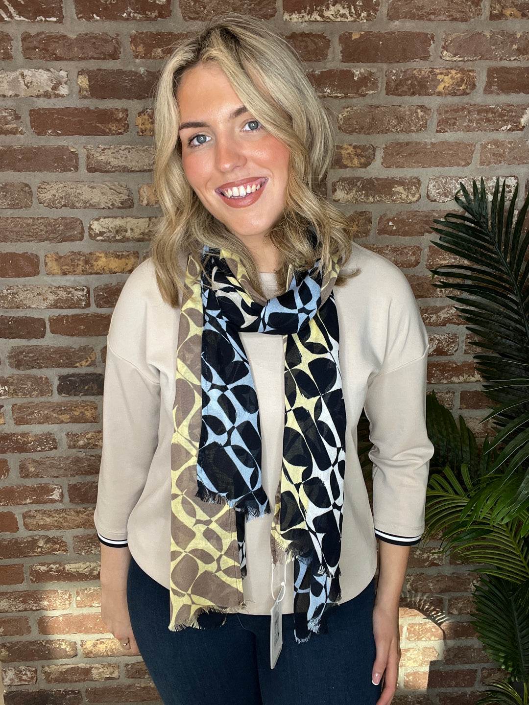 Street One sweatshirt With Stripe In Cotton Beige