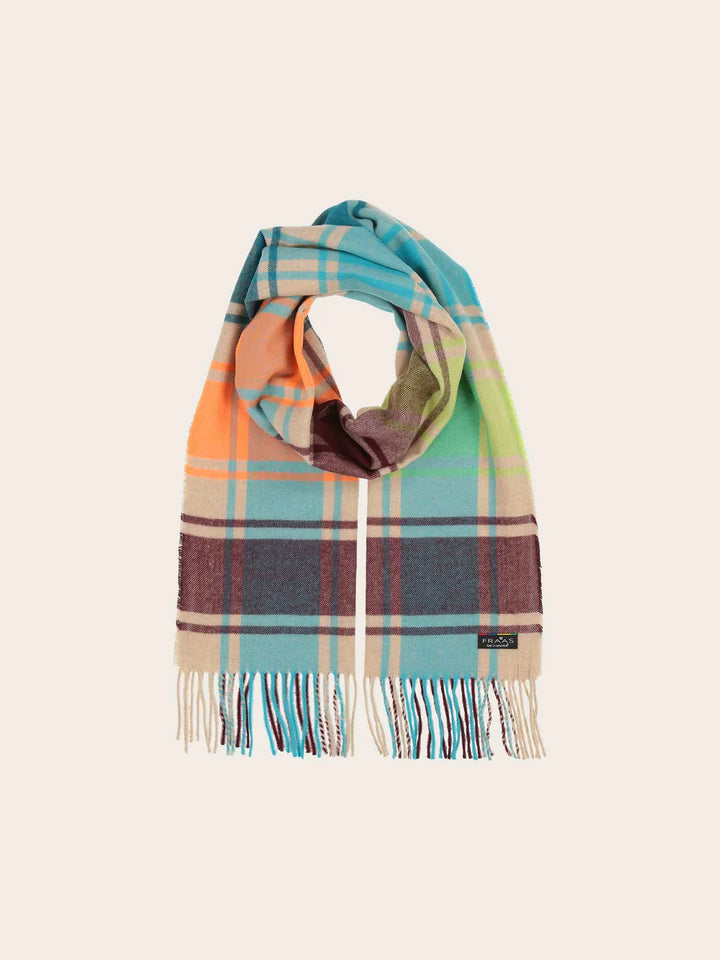 Cashmink colourful checks Scarf In Sand