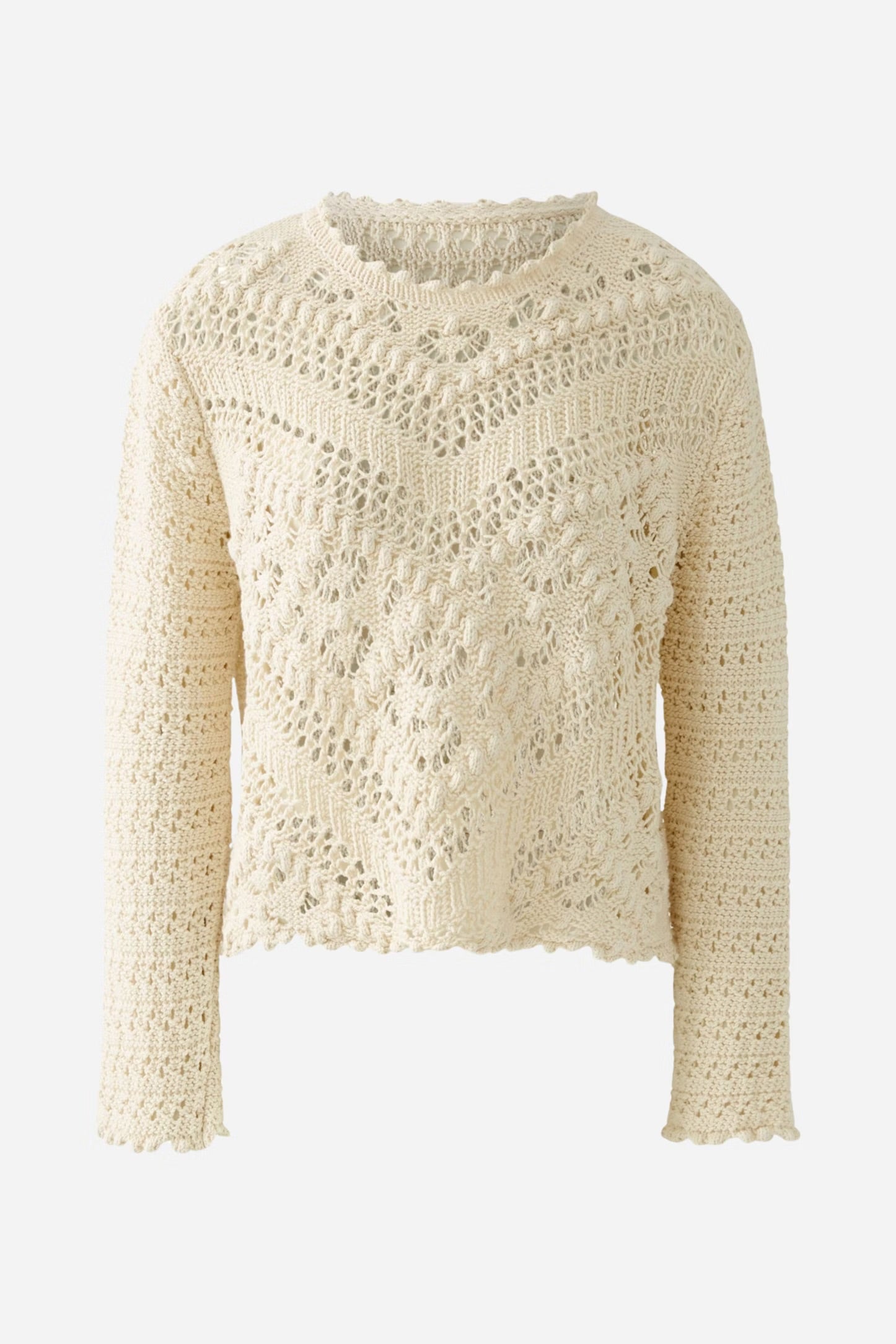 Oui Ajour Patterned Jumper In Cream