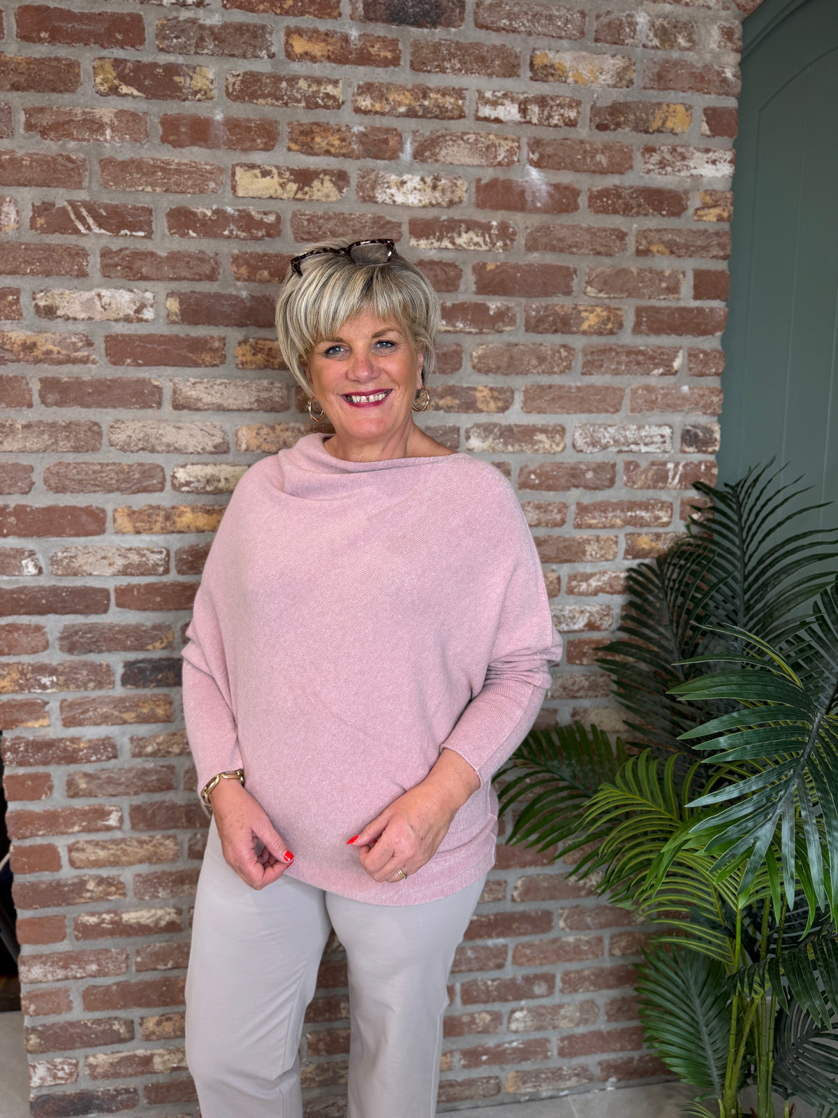 Asymmetric Knit In Antique Rose