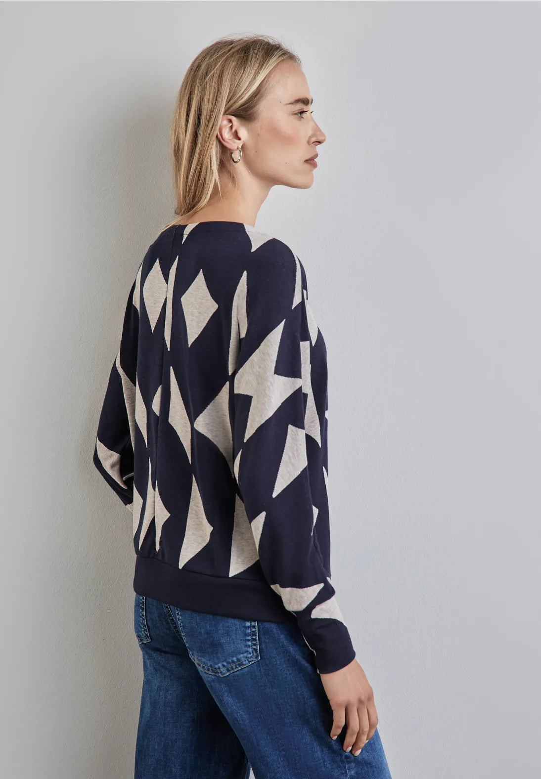 Street One Jacquard Top In Navy Multi