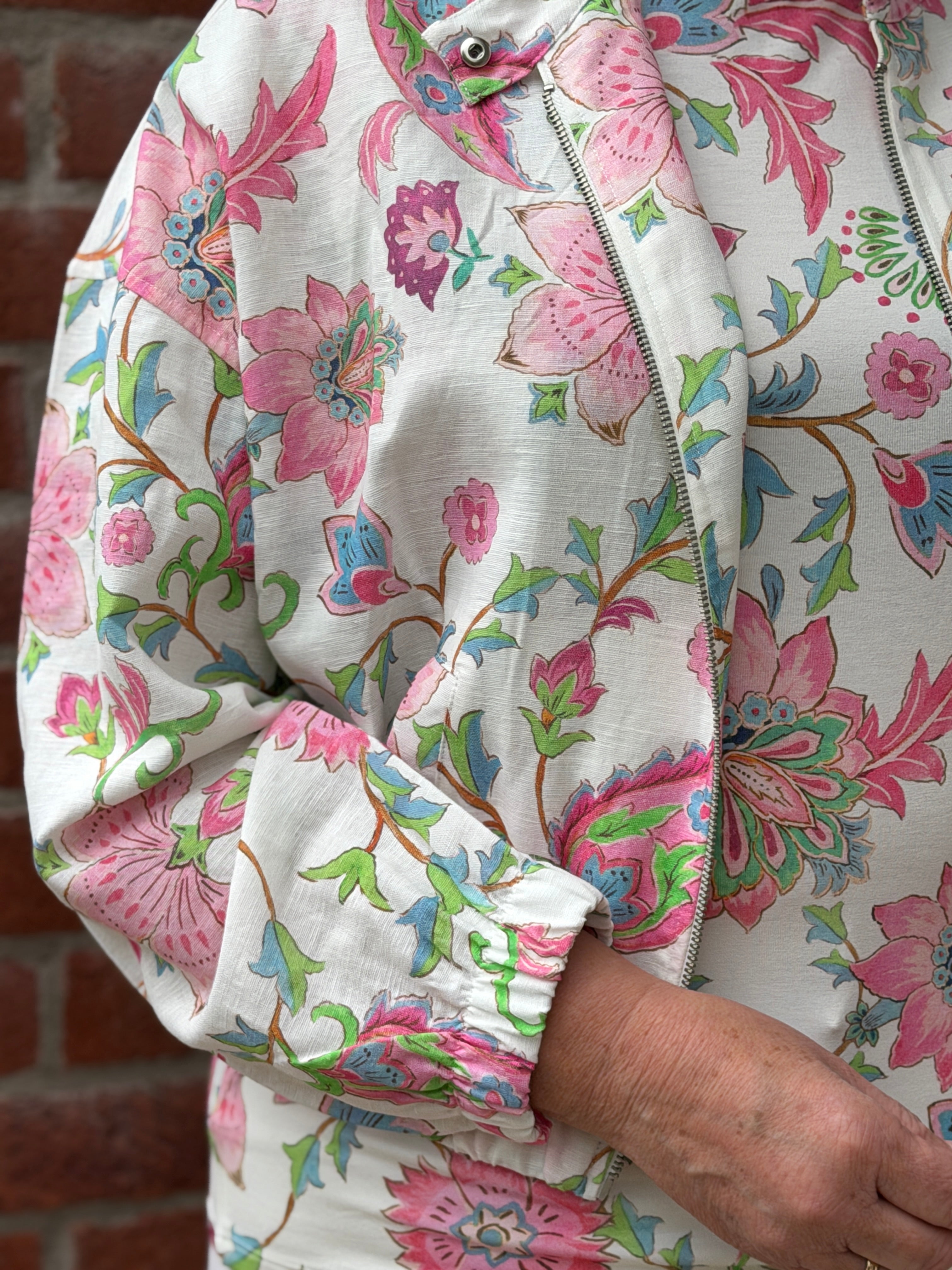 Monari Floral Jacket In Champagne Beige