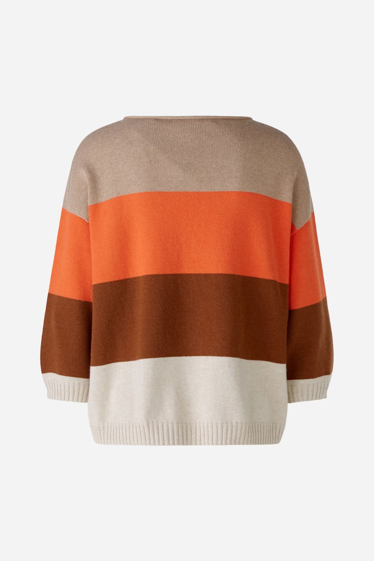 Oui Striped Jumper In Light Stone & Orange