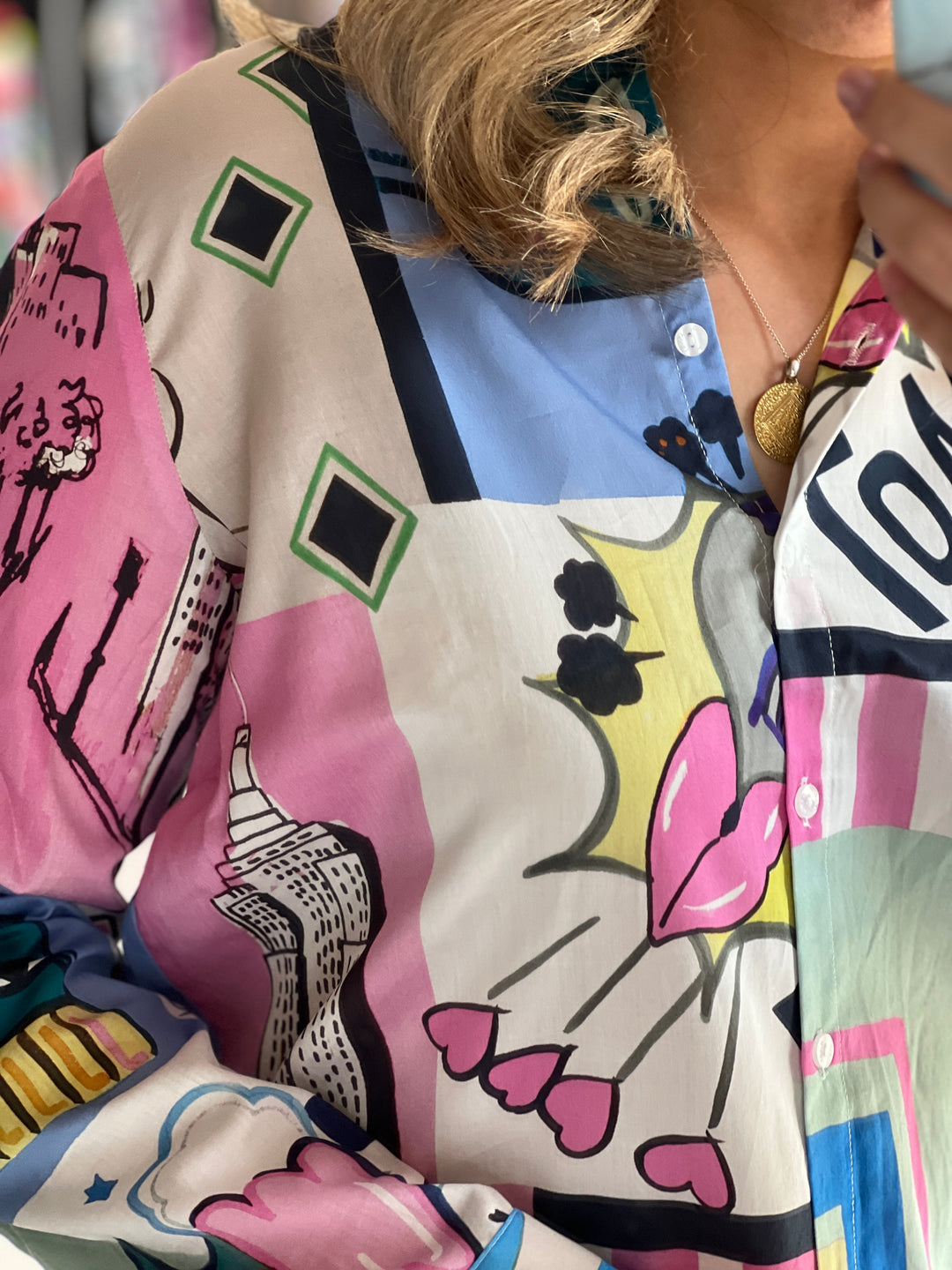 Milano Italy Print Shirt In Soft Pink Print