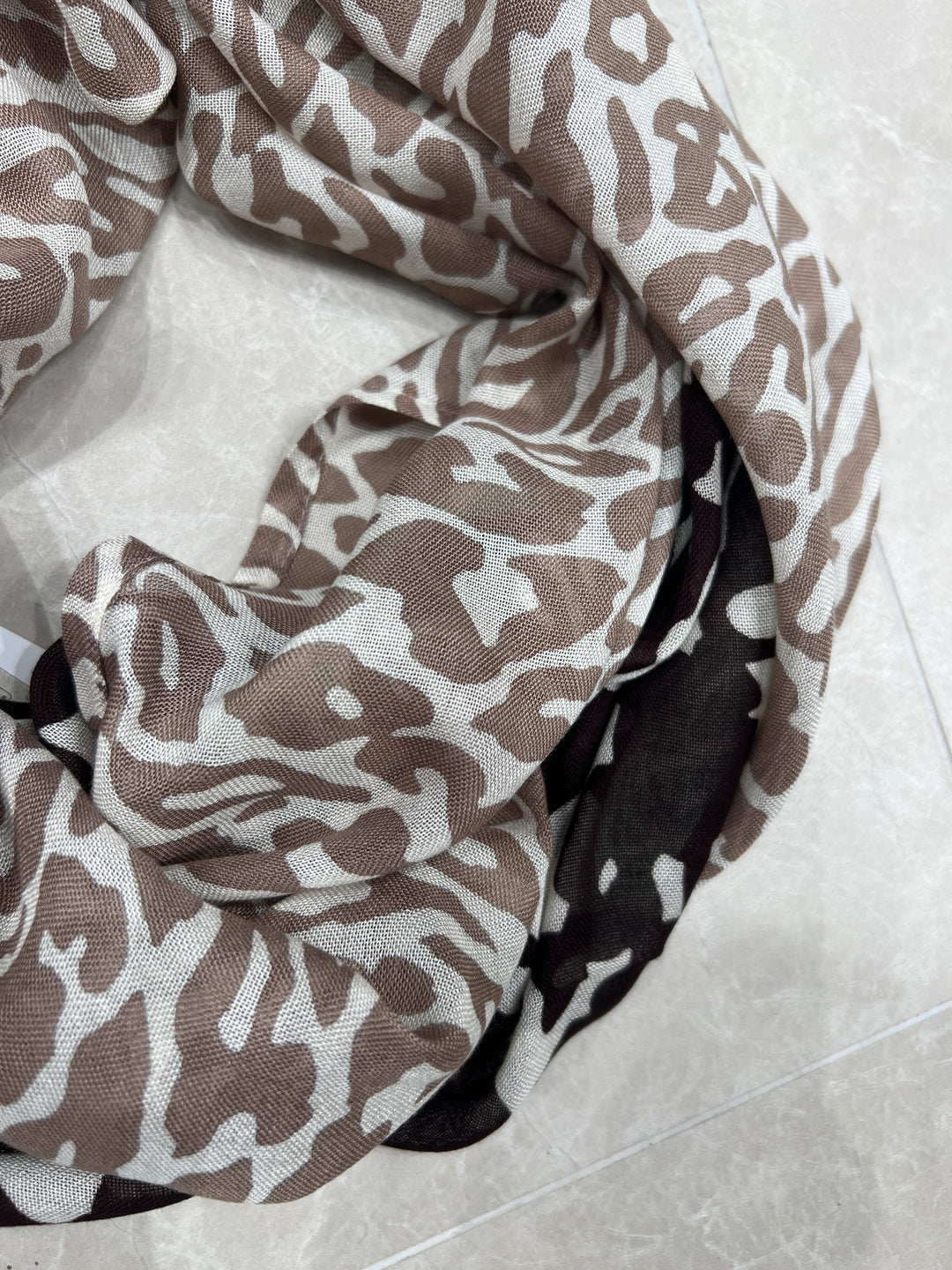 Cecil Print Loop Snood In Taupe