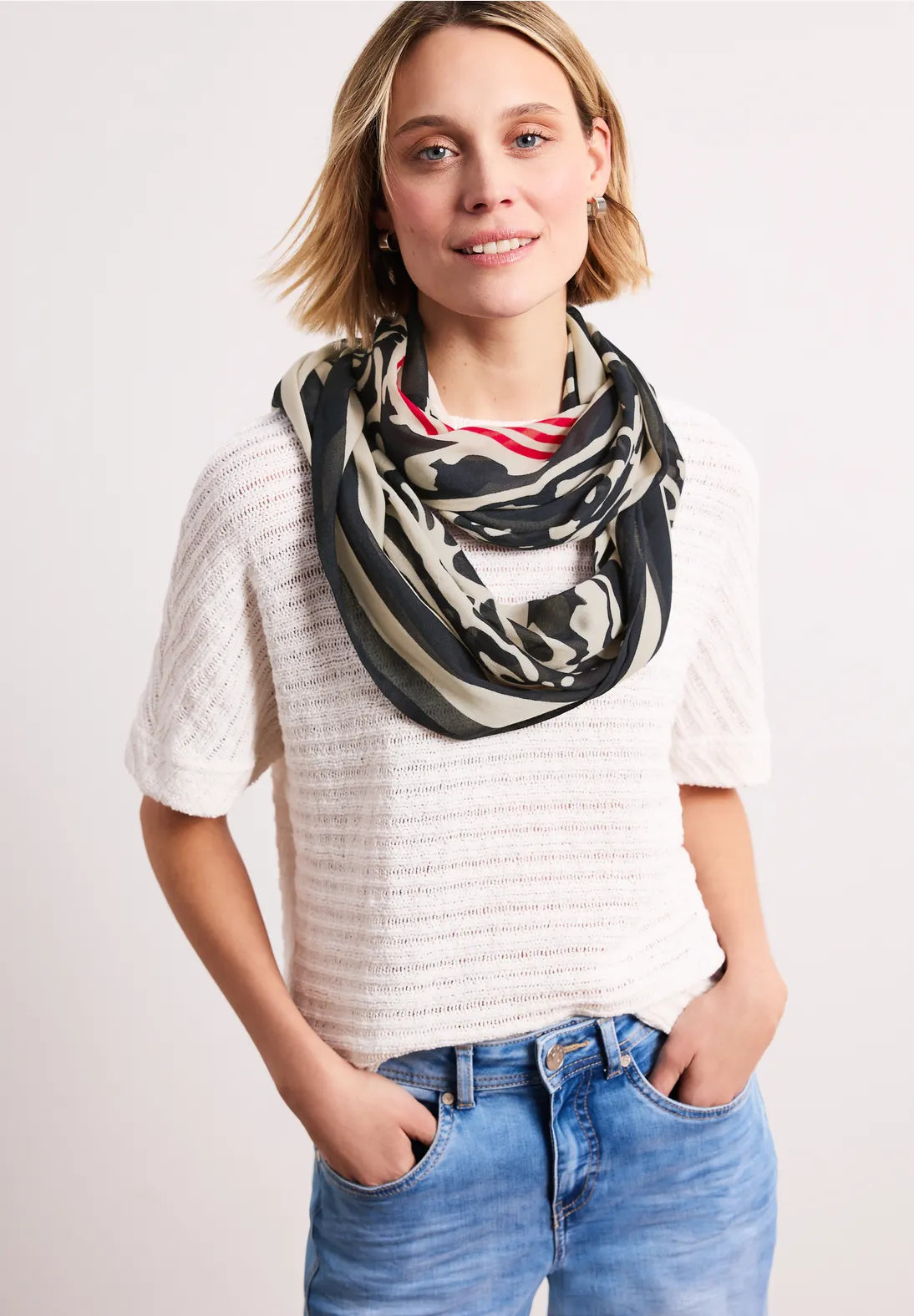 Street One Print Loop Snood In Shadowed Navy