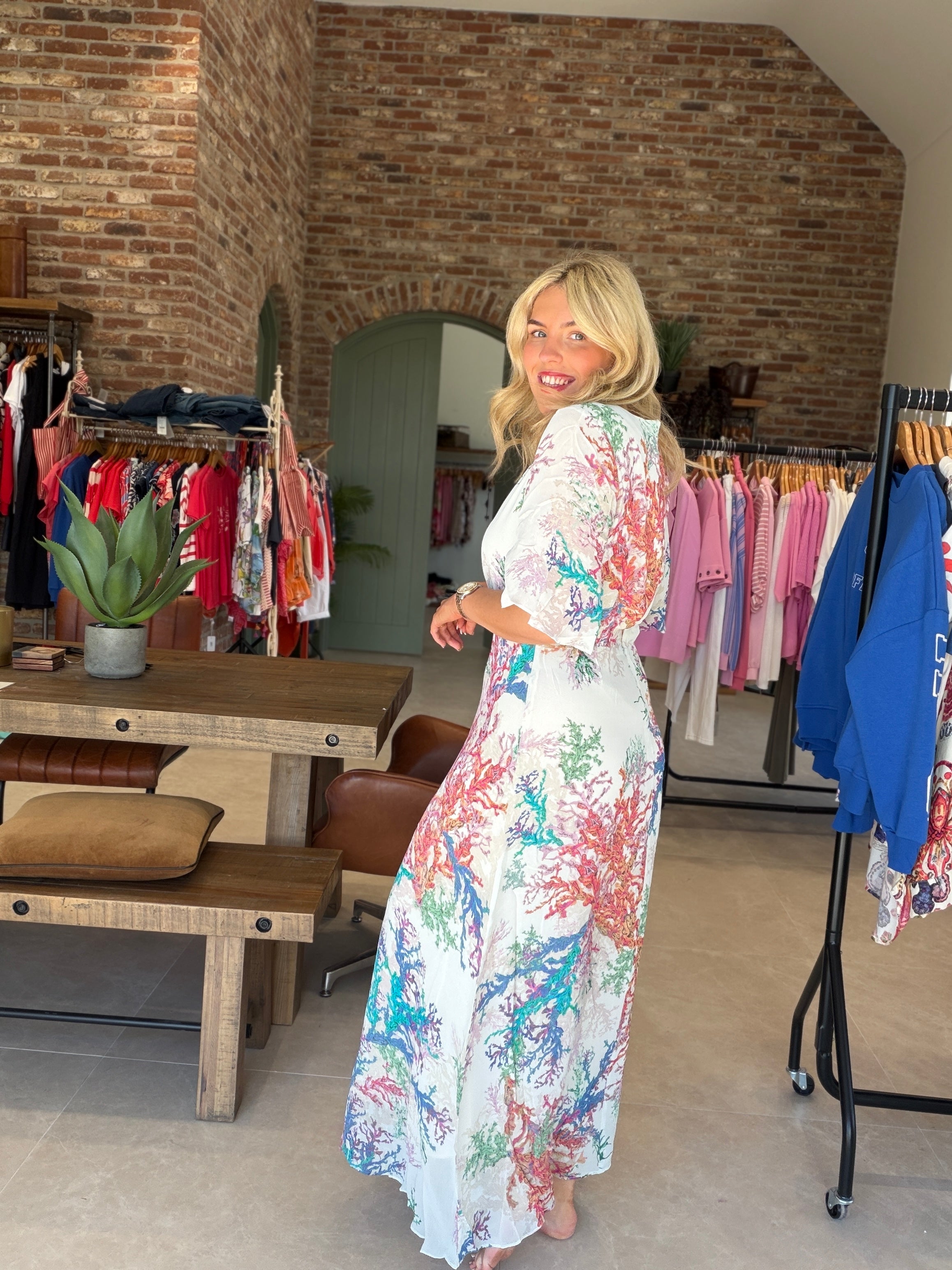 Nümph Nucoral Long Dress In Cloud Dancer