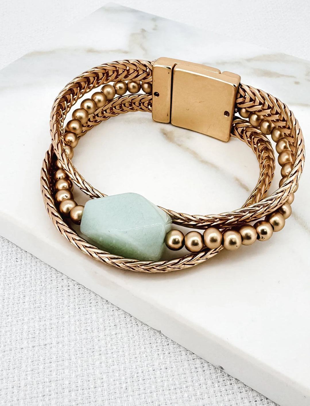 Envy Chain Multi Strand Bracelet in Gold & Green