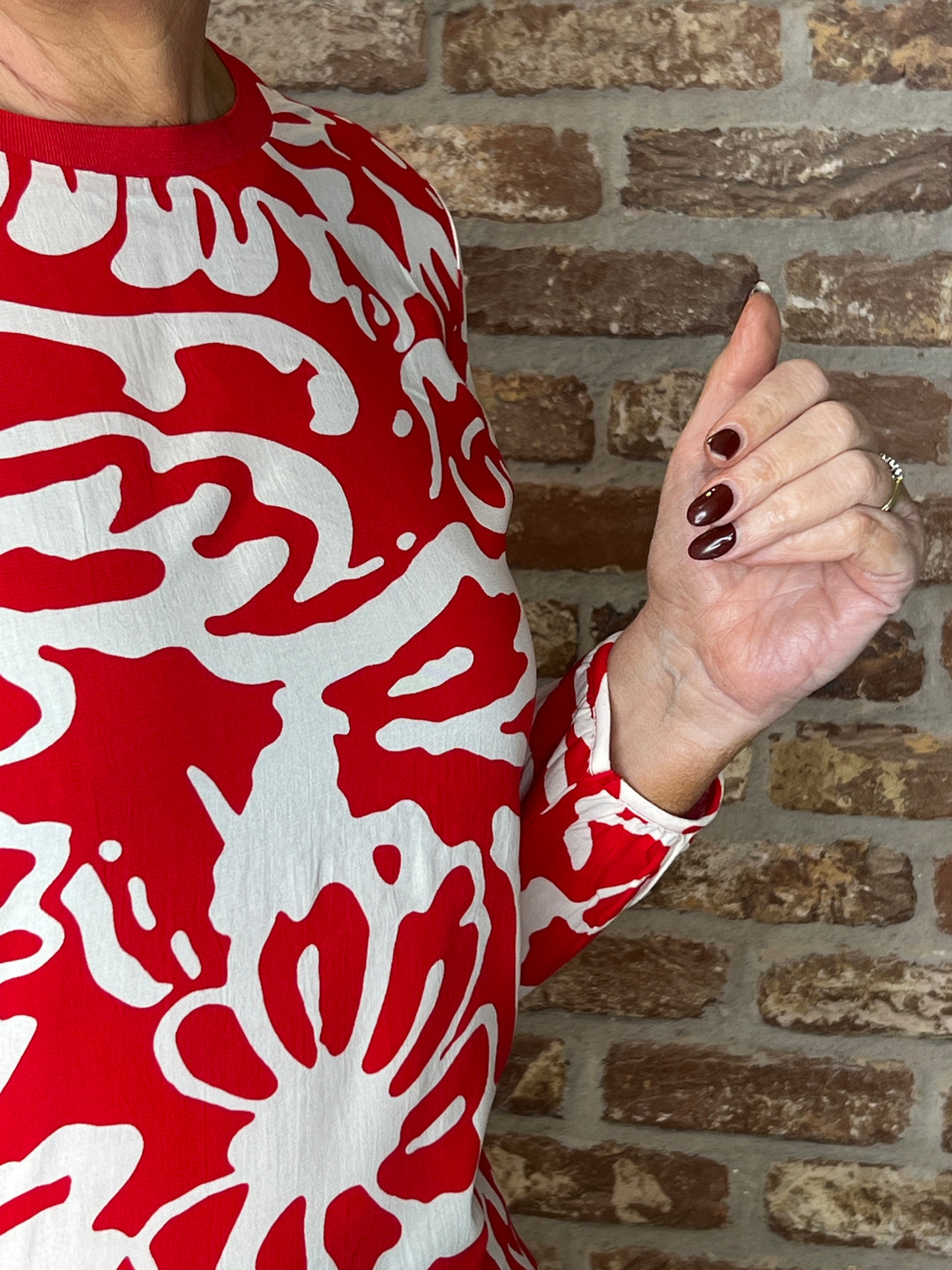 Street One floral blouse In Salsa Red