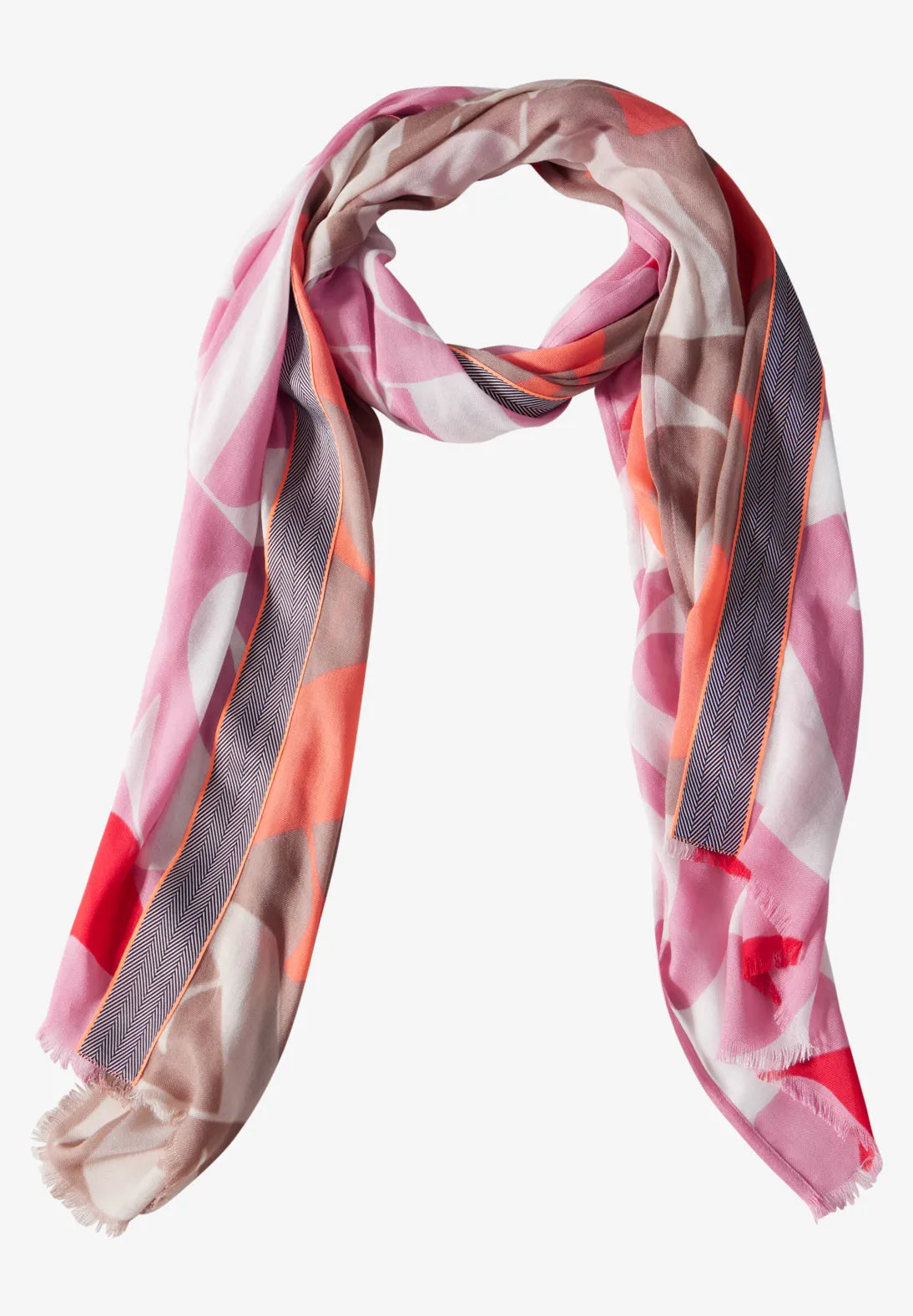 Street One Colour Print Scarf In Mandarin Red