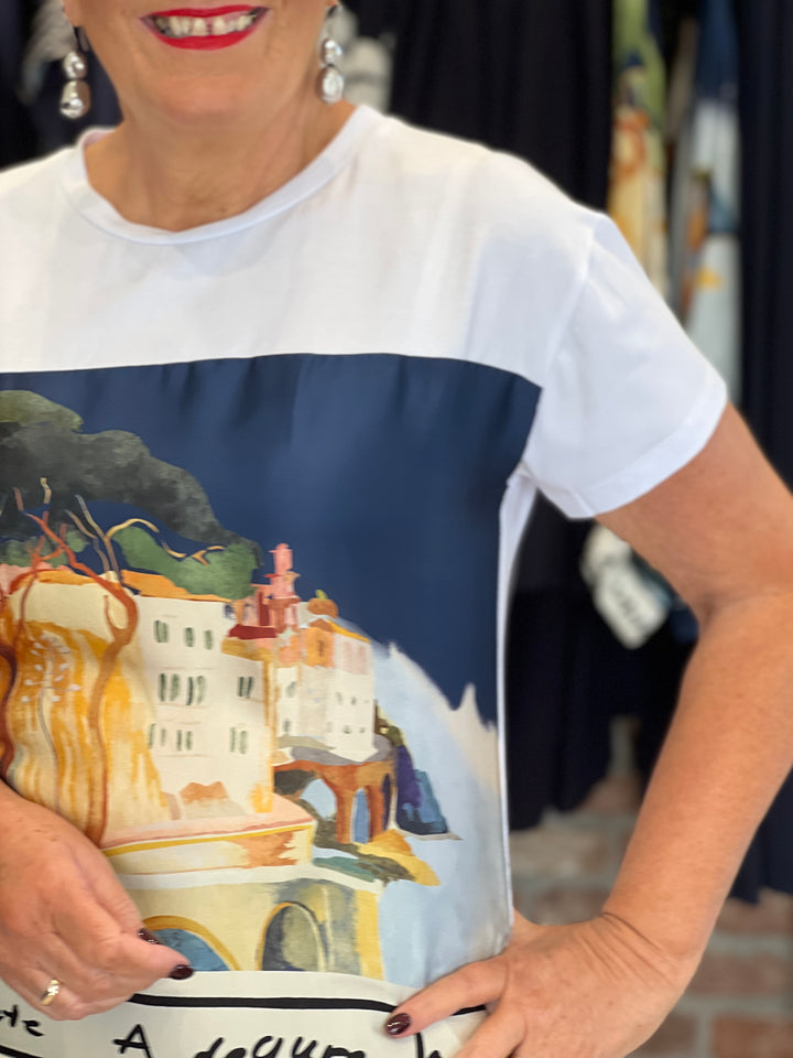 Deck By Decollage Scenic Patterned T-shirt In Navy