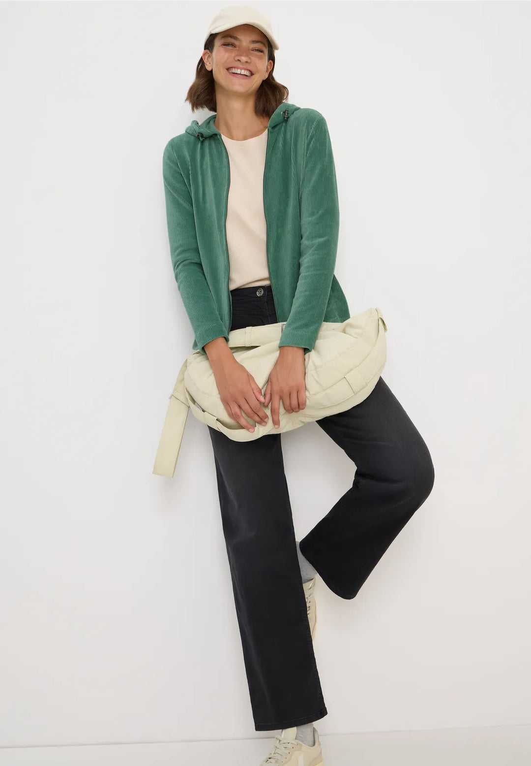 Cecil Cord Hooded Jacket In Jewel Green
