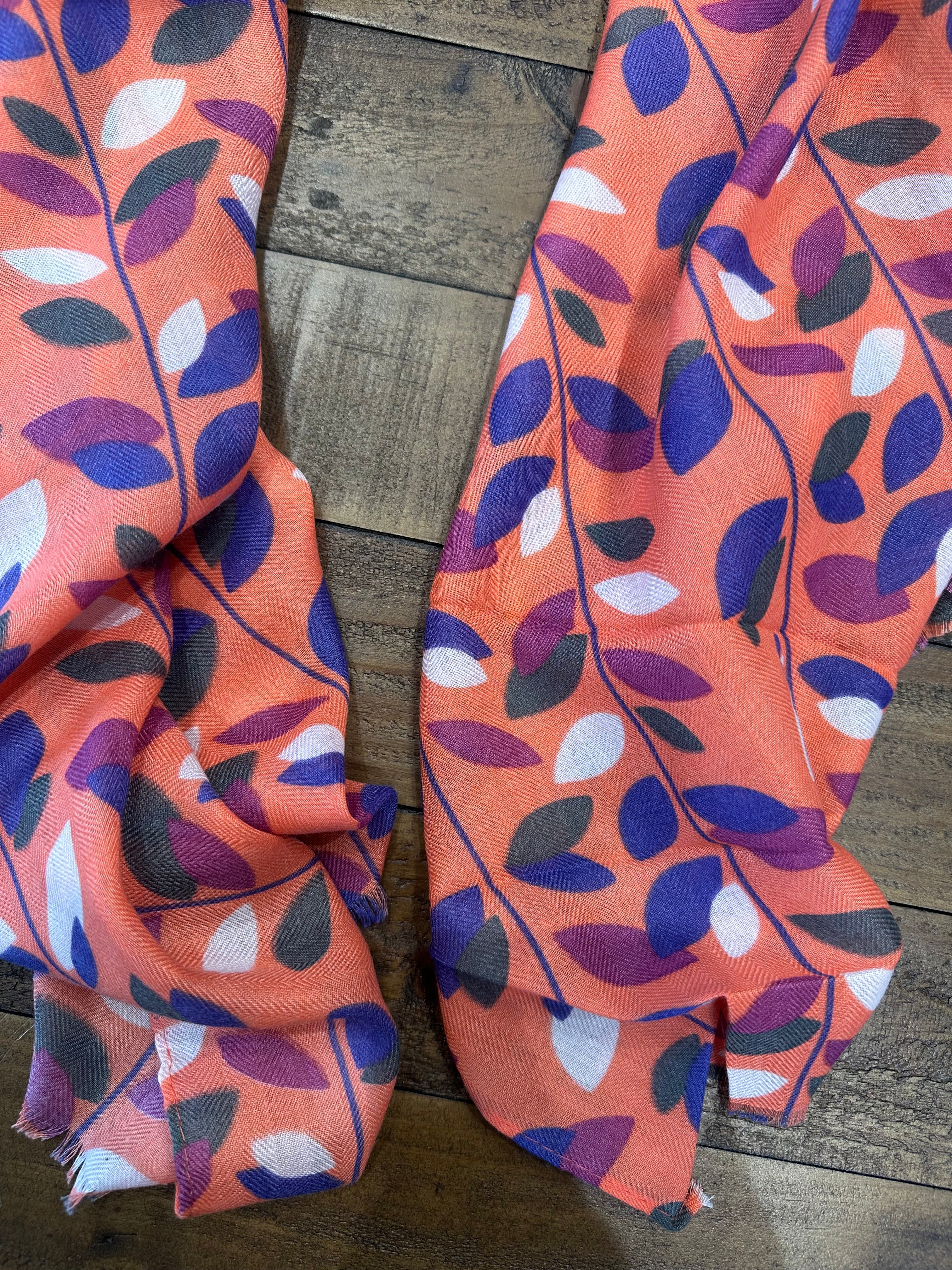 Amelia Leaves Scarf In Orange