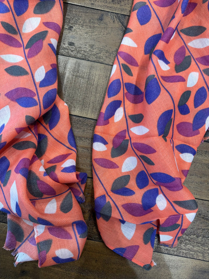 Amelia Leaves Scarf In Orange