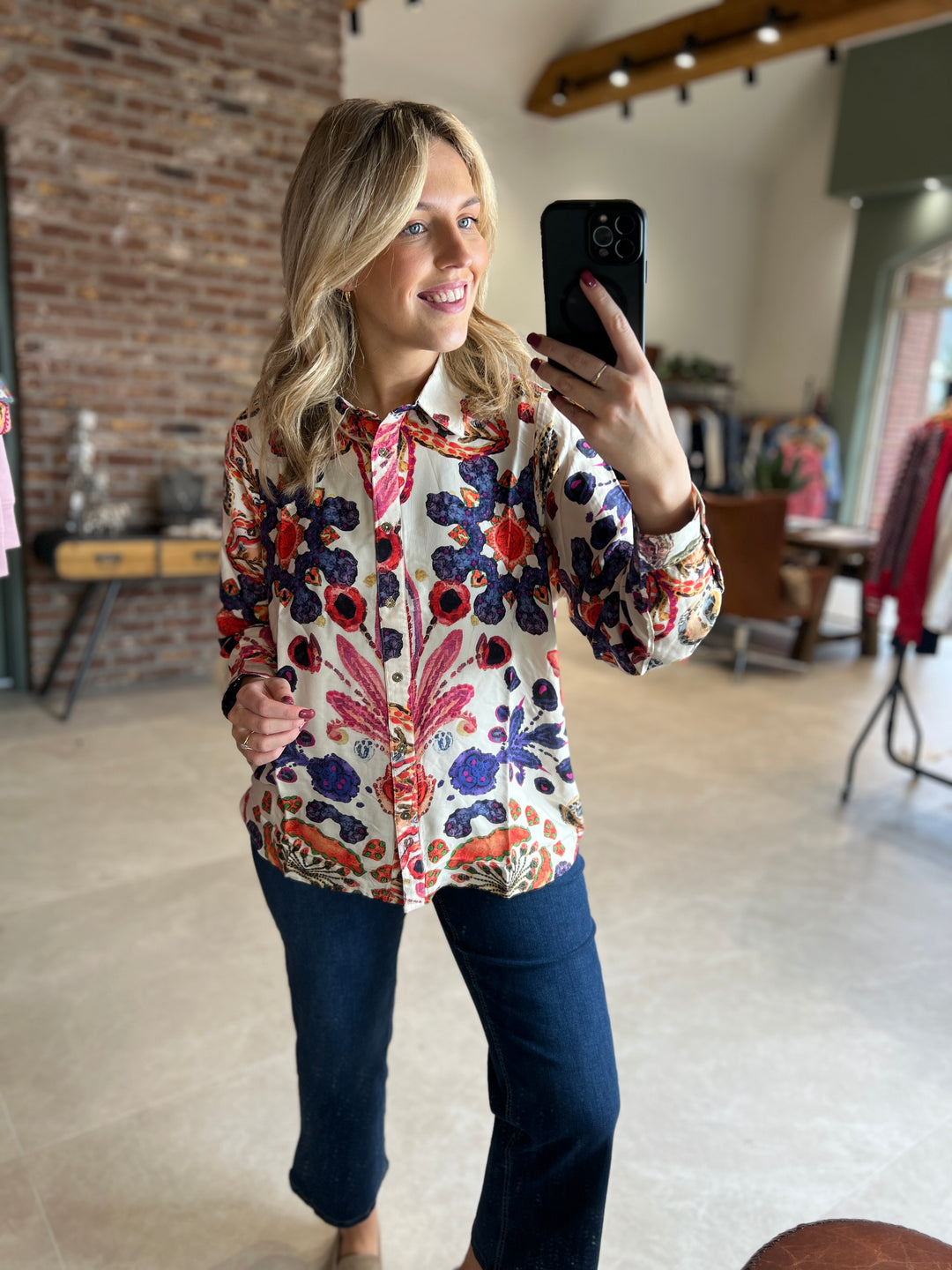 Culture Floral Shirt In Blue & Pink