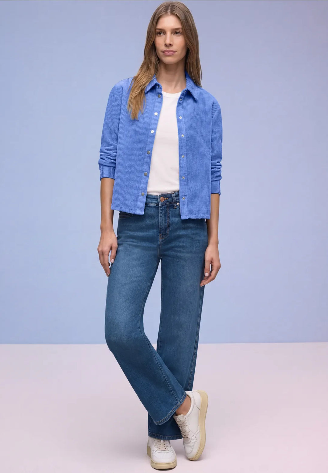 Street One Corduroy Jacket In Bonnet Blue