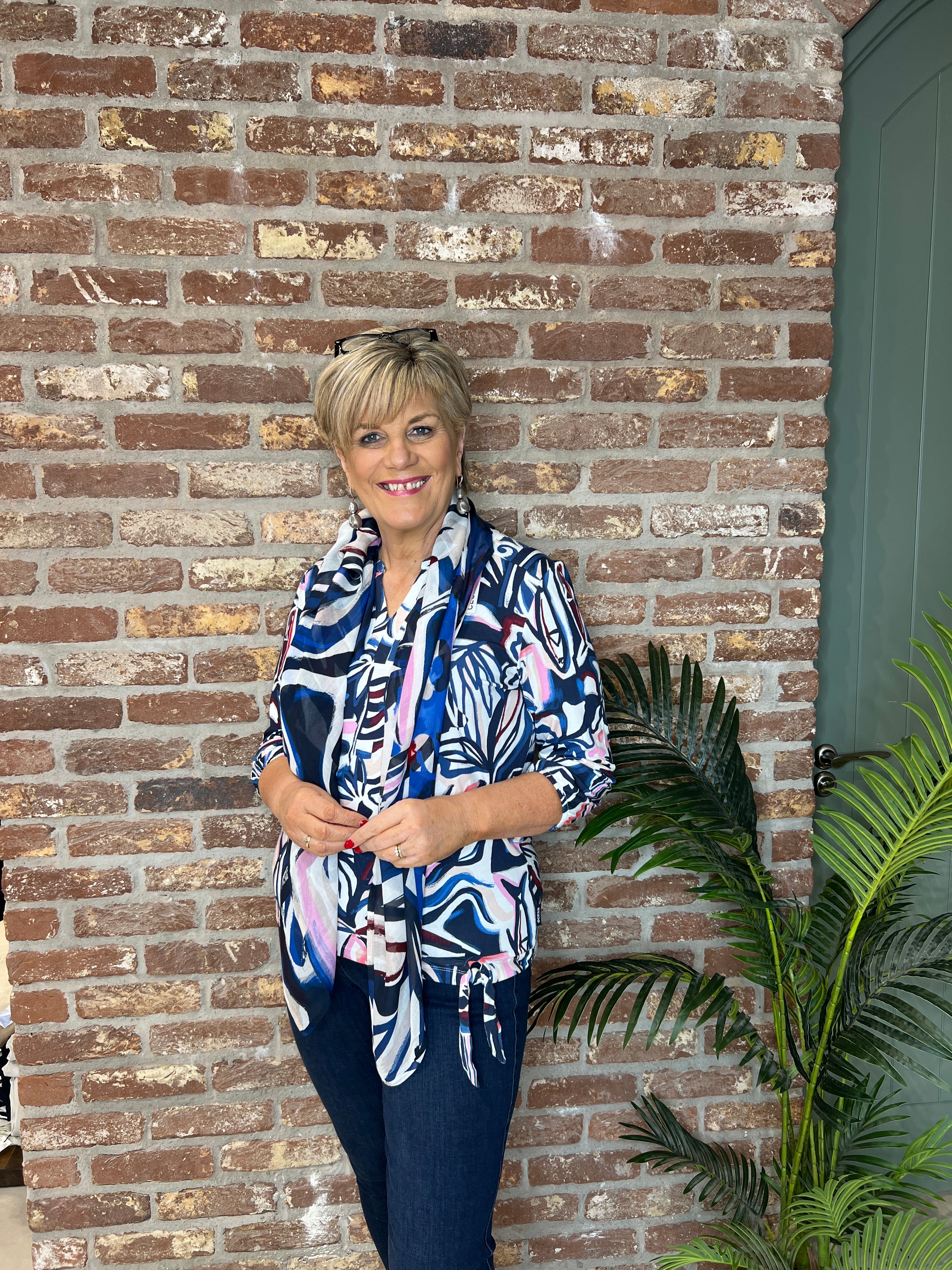 Cecil Multi Top With Tie In Universal Blue