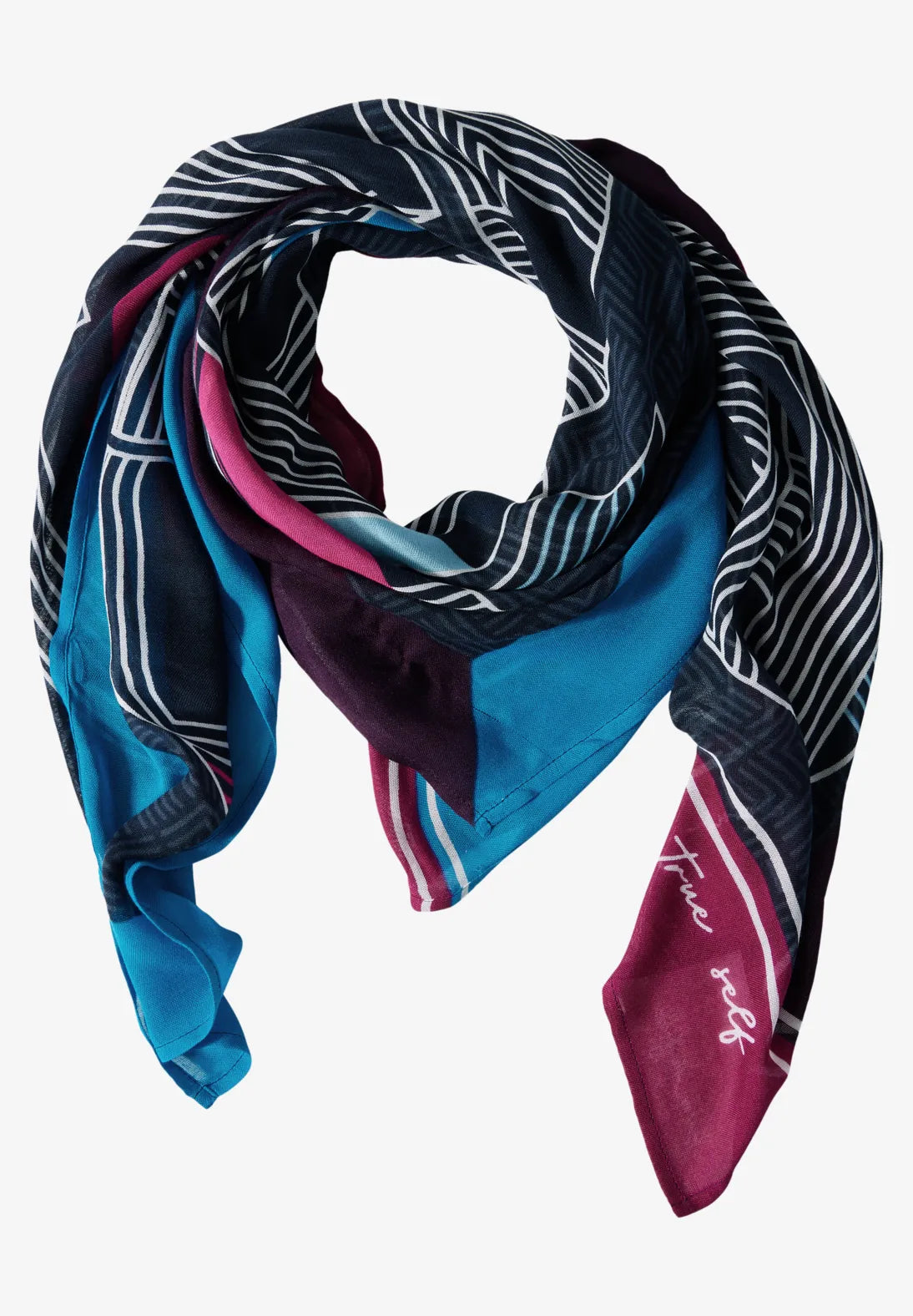 Cecil  Print Scarf In Deep Petrol