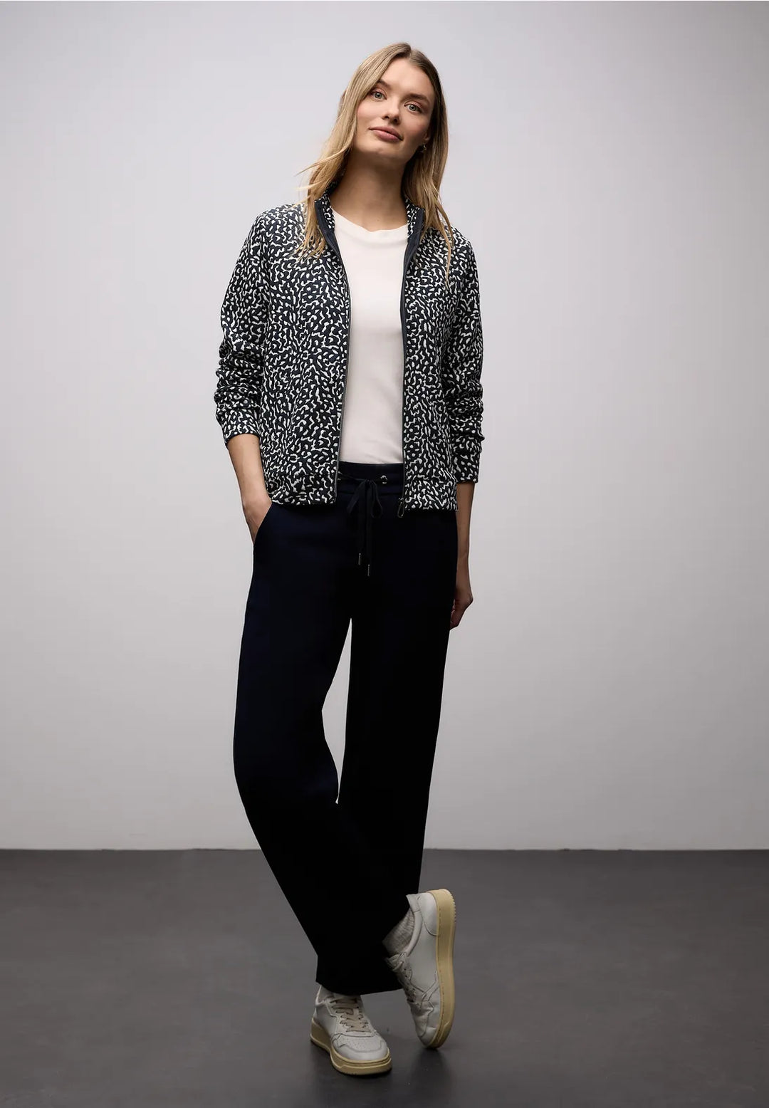 Street One Patterned Jacket In Shadowed Navy