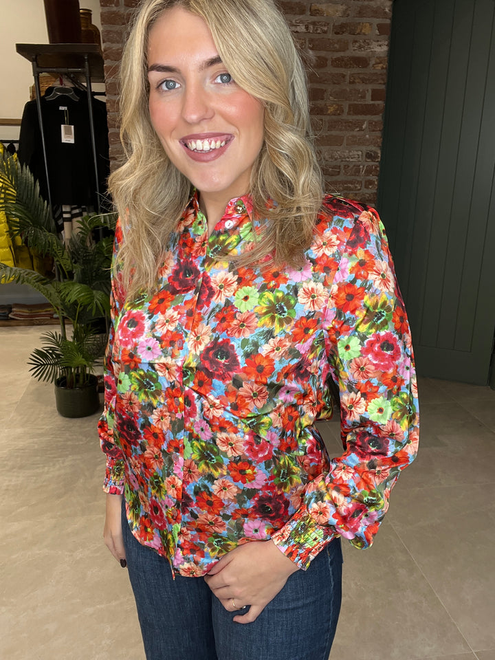 Nümph Numista Floral Shirt In Fiery Red
