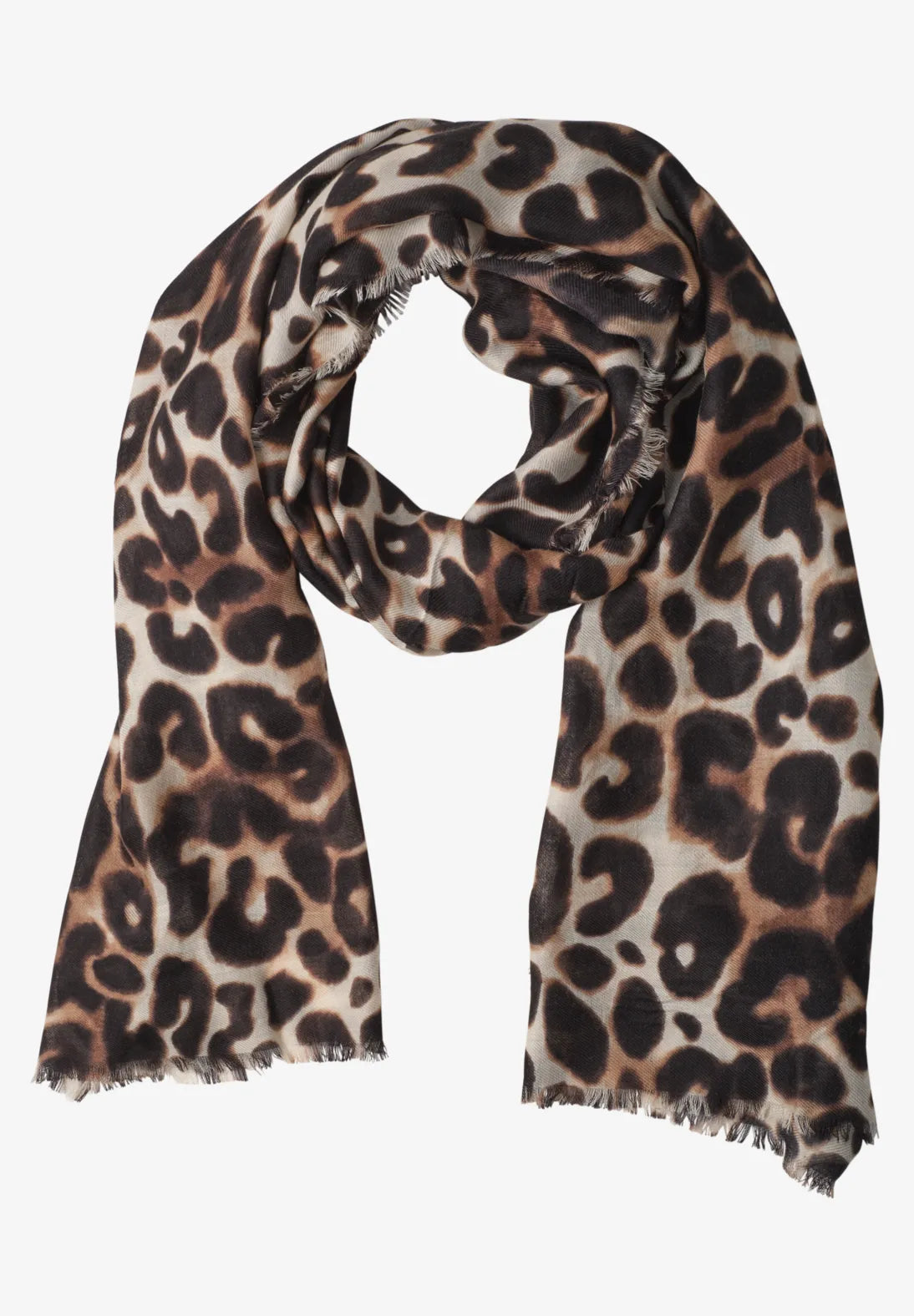 Leopard scarf in smooth stone