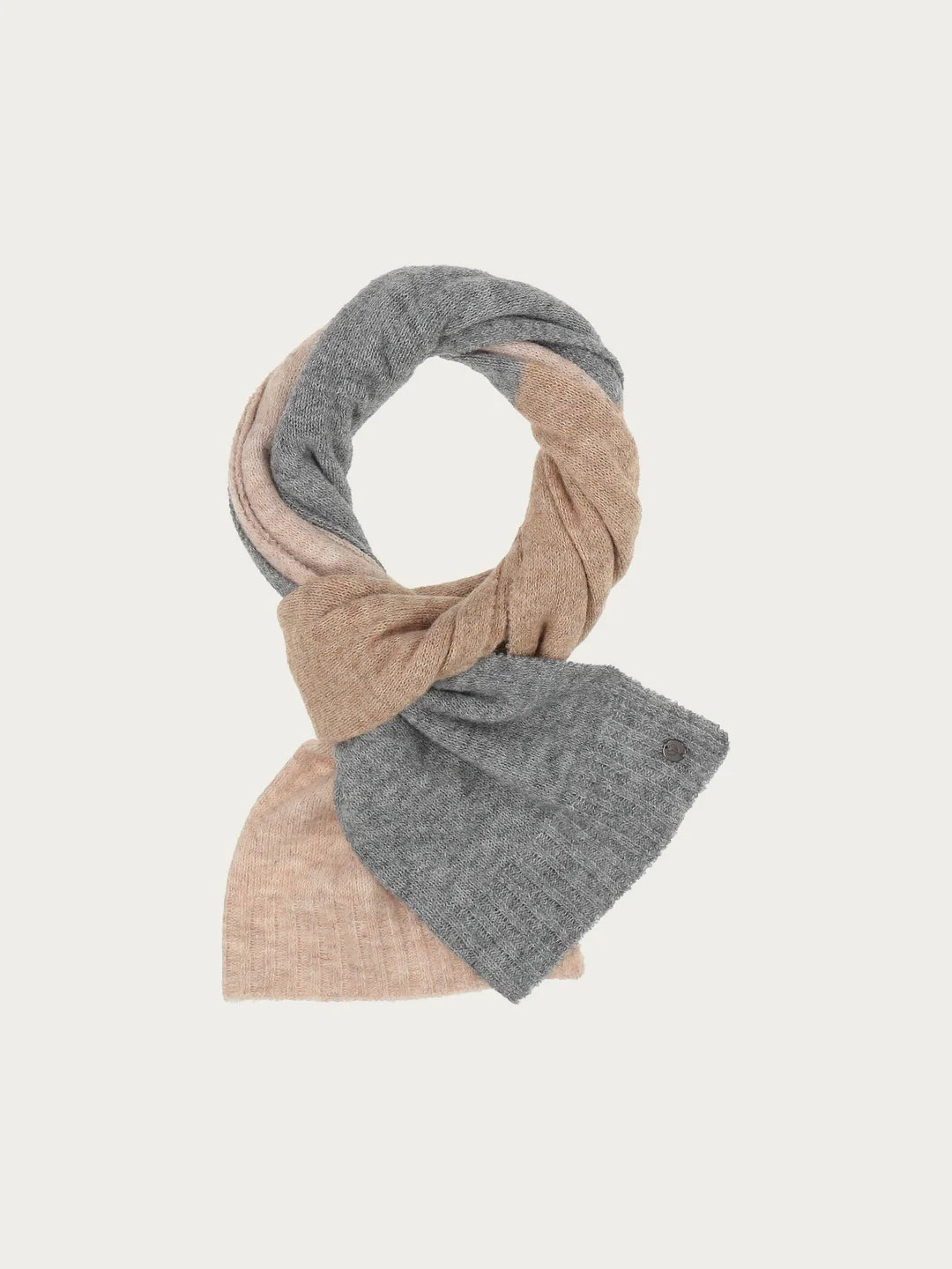 Knitted Scarf With block stripes In Camel