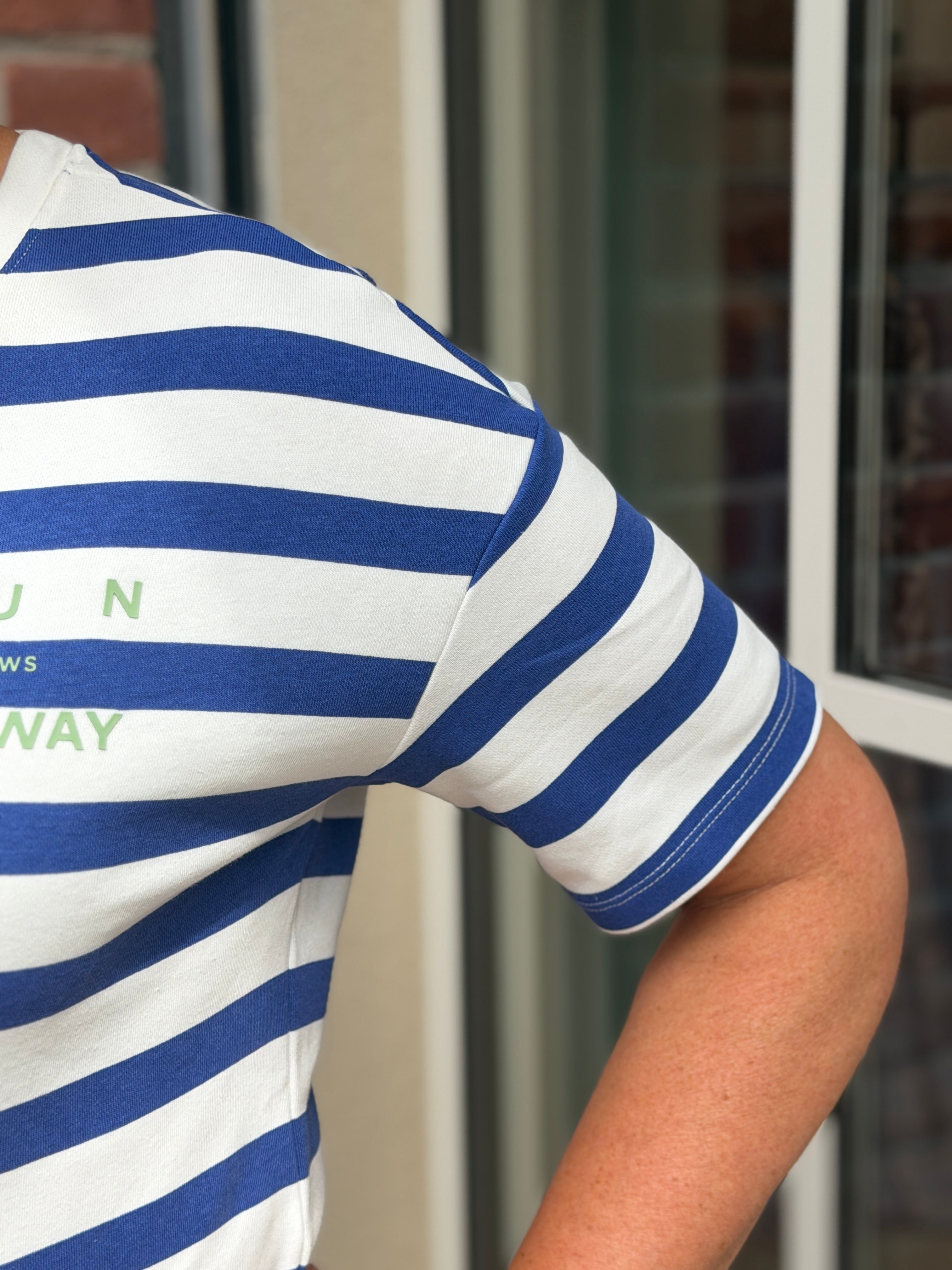 Cecil Striped Top In Deep River Blue