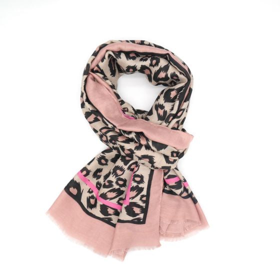 Amelia Leopard Print Scarf In Pink
