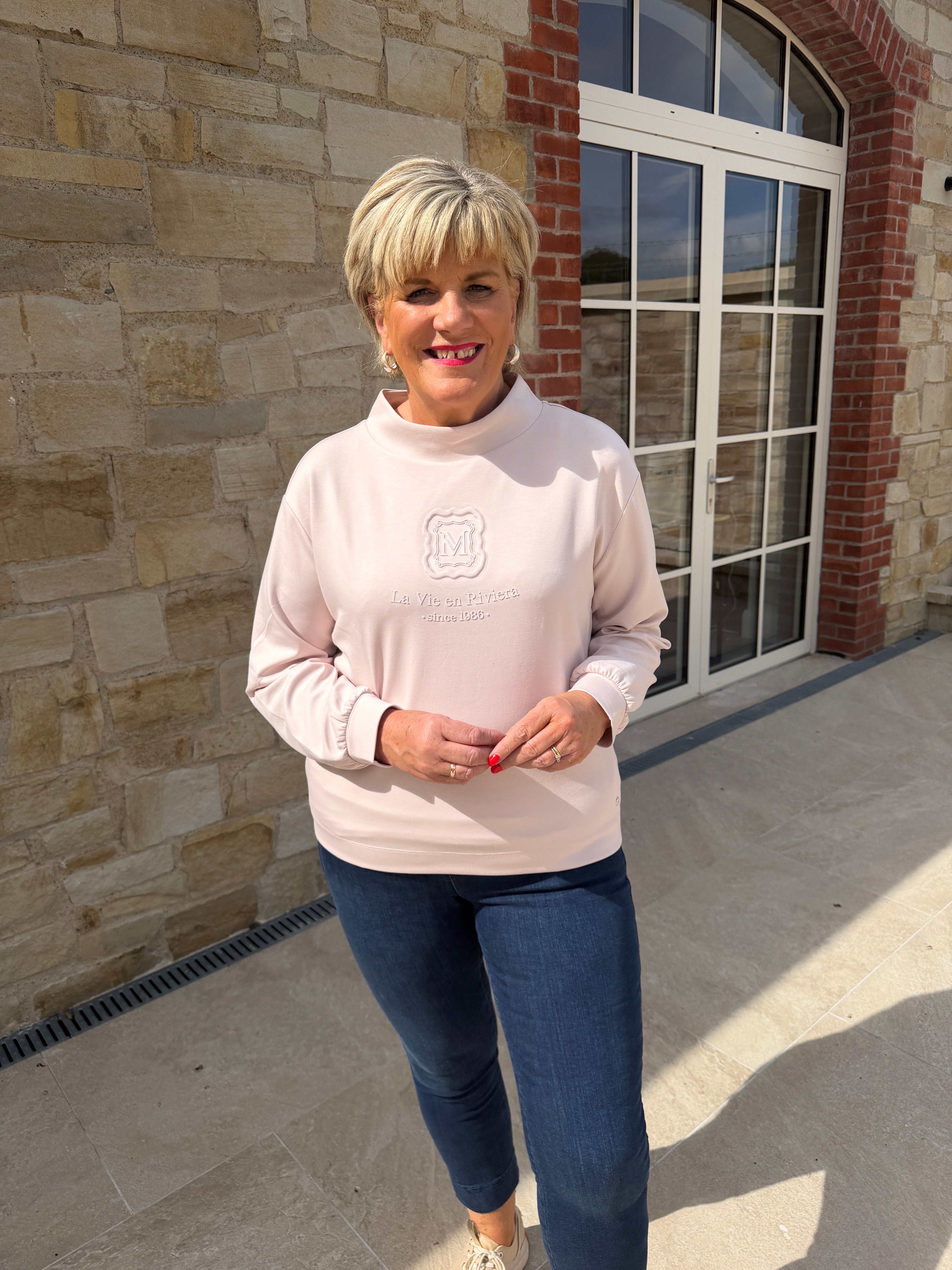Monari Funnel Sweatshirt In Rosewater