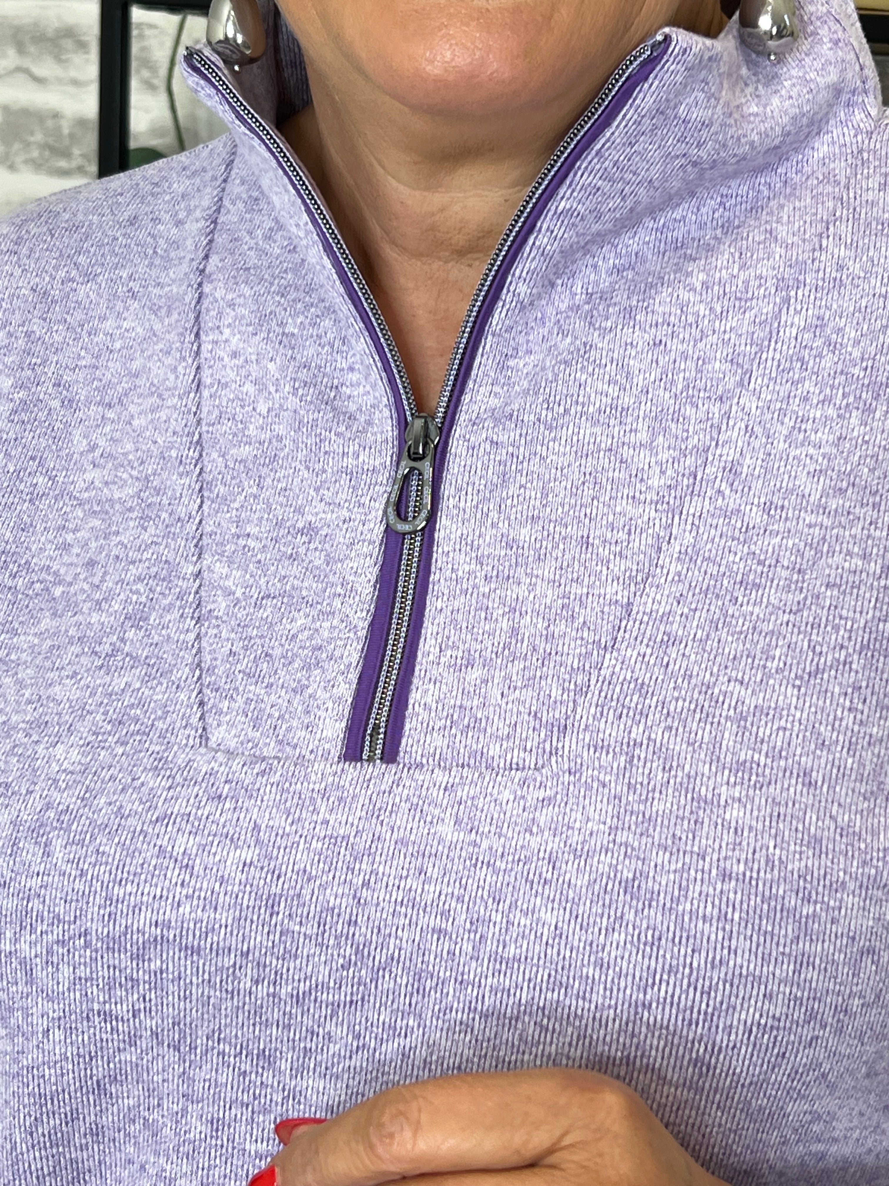 Cecil Cosy Zipped Sweatshirt In Lilac Melange