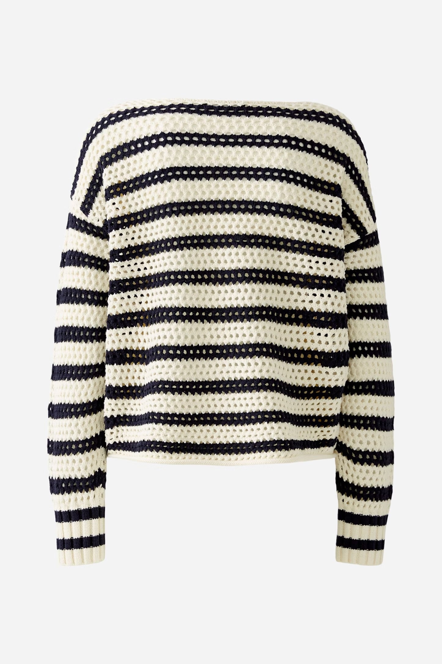 Oui Textured Patterned Jumper In Navy & White