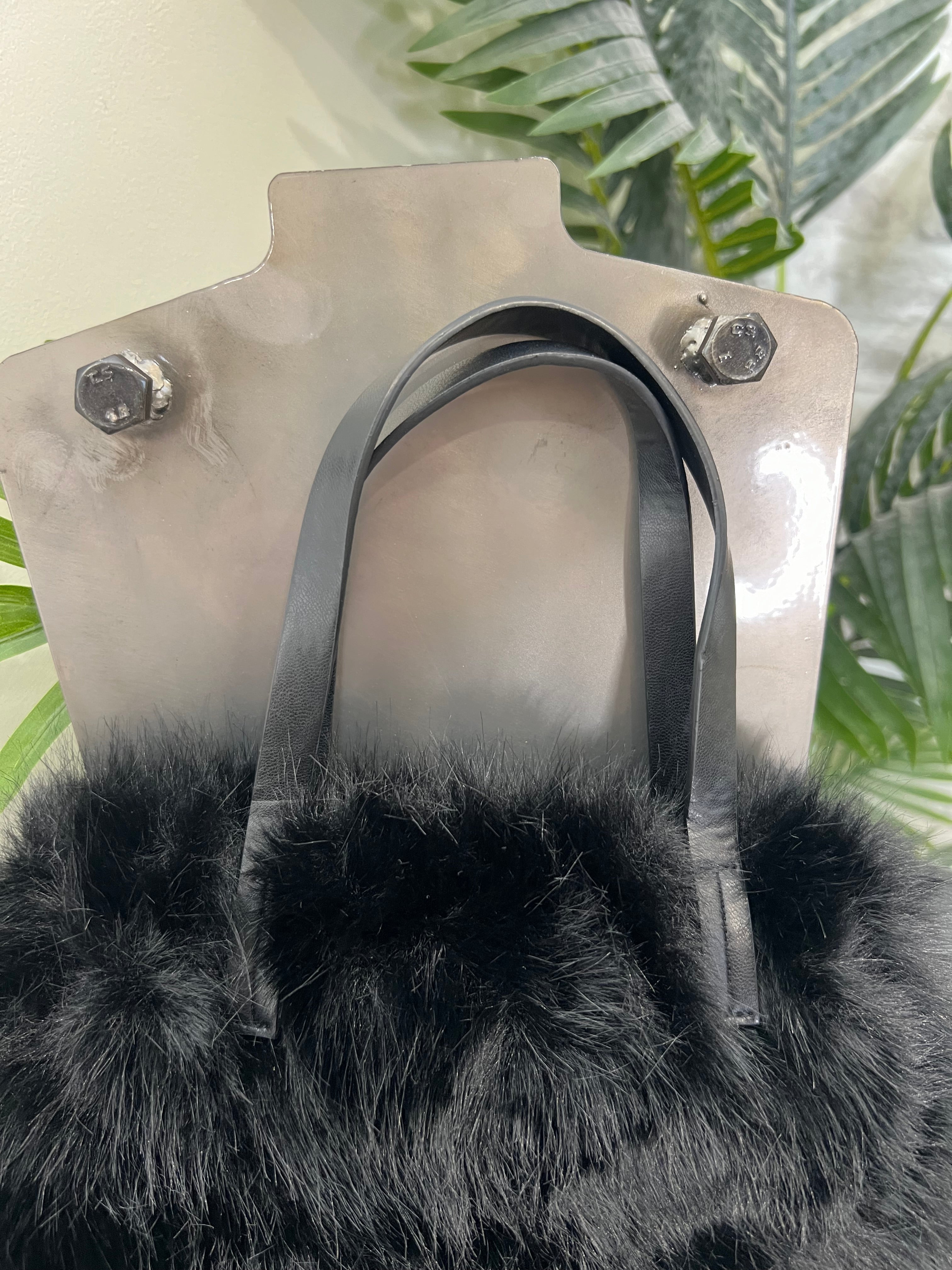 Olivia Mini Faux Fur Bag in Black