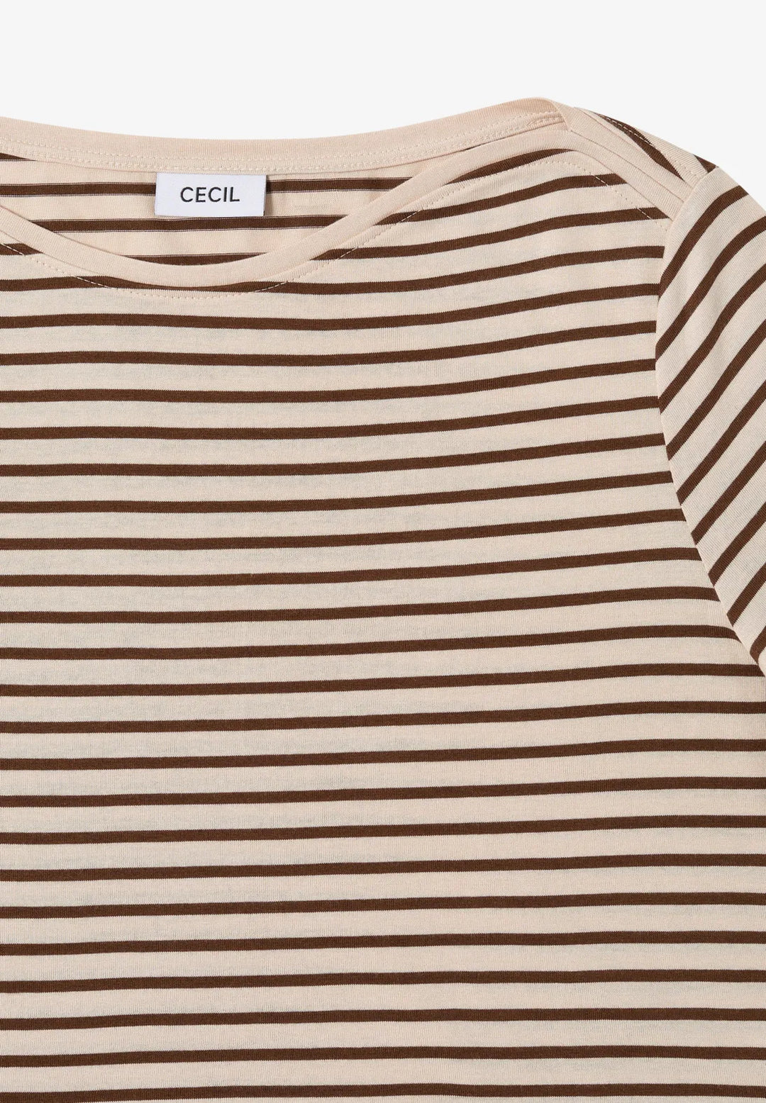 Cecil Basic Striped Top In Oat Milk Beige