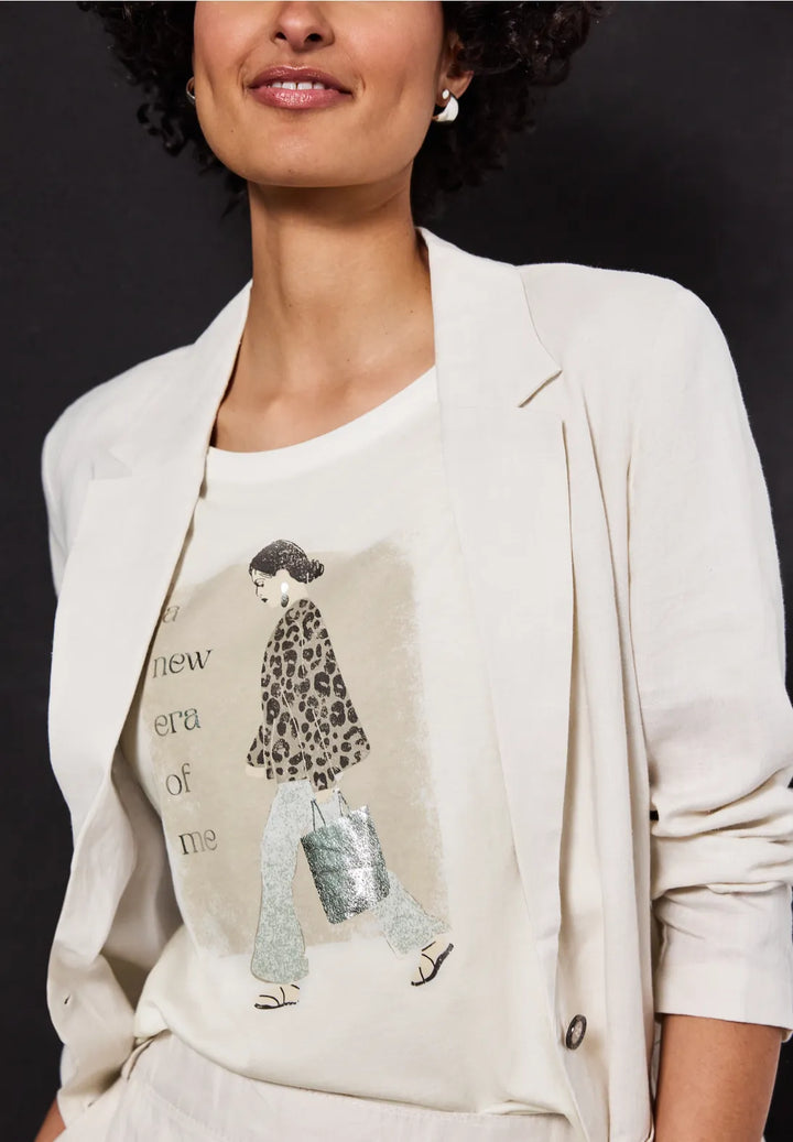 Street One Lady Print t-shirt In off white