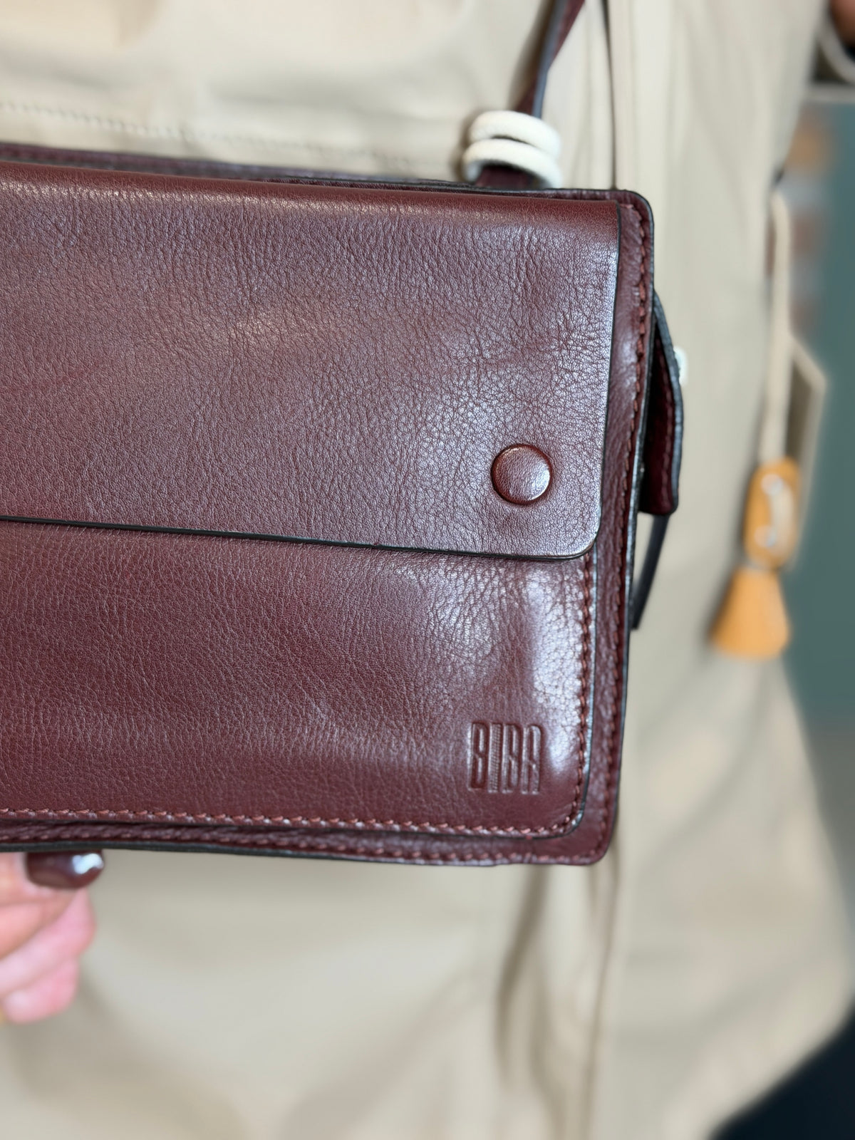 BIBA leather Murray Garnet Cross body bag in wine