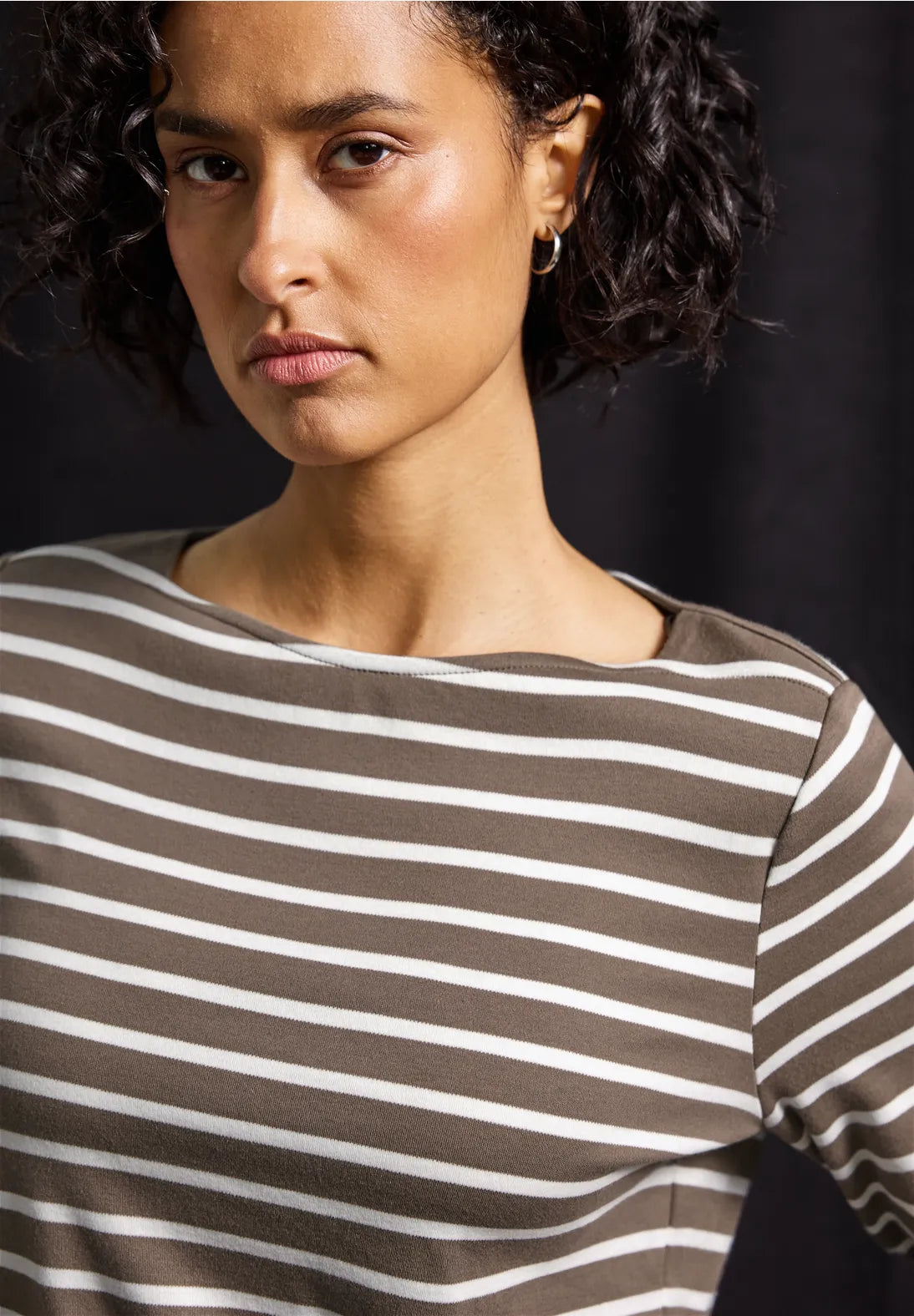 Cecil Basic Boat Neck Top In Silk Brown