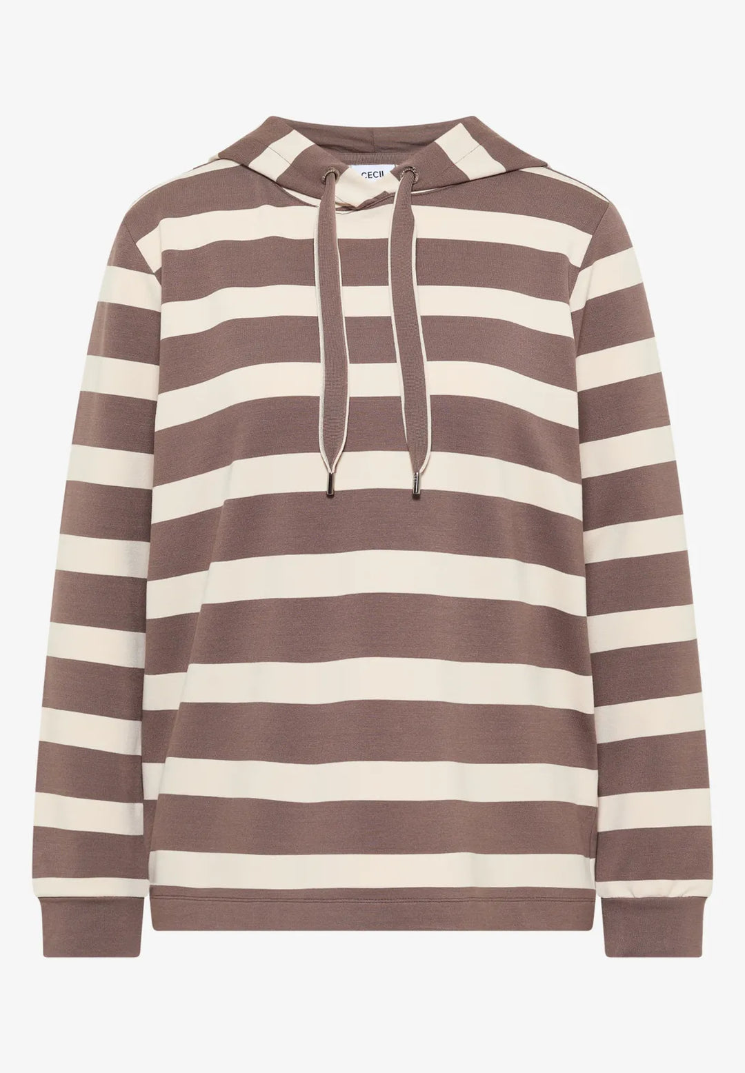 Cecil Striped Hoodie In Urban Taupe