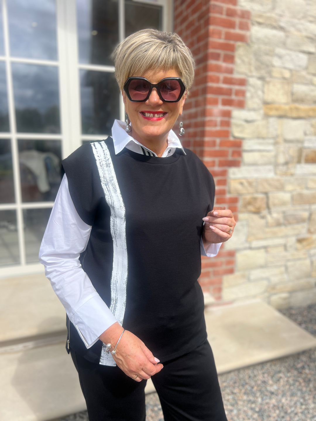 Peruzzi Brush Stroke Tabard Top In Black