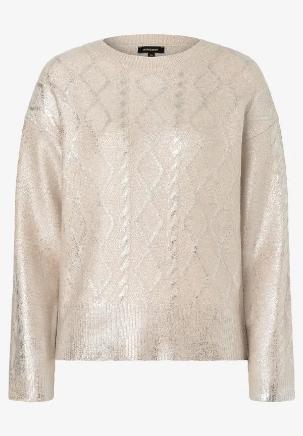 More & More Foil Print Pullover In Almond Melange