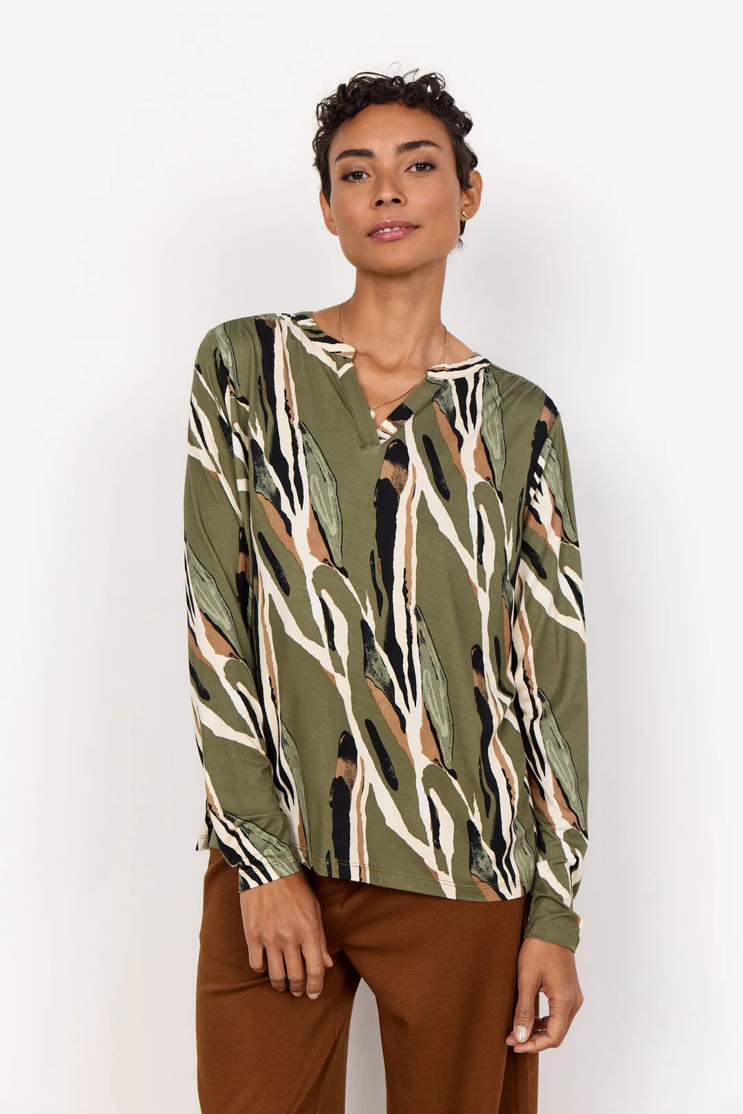 Soya Concept Marcia Top in Olive Multi