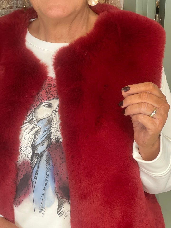 Milano Italy Faux Fur Vest In Vino