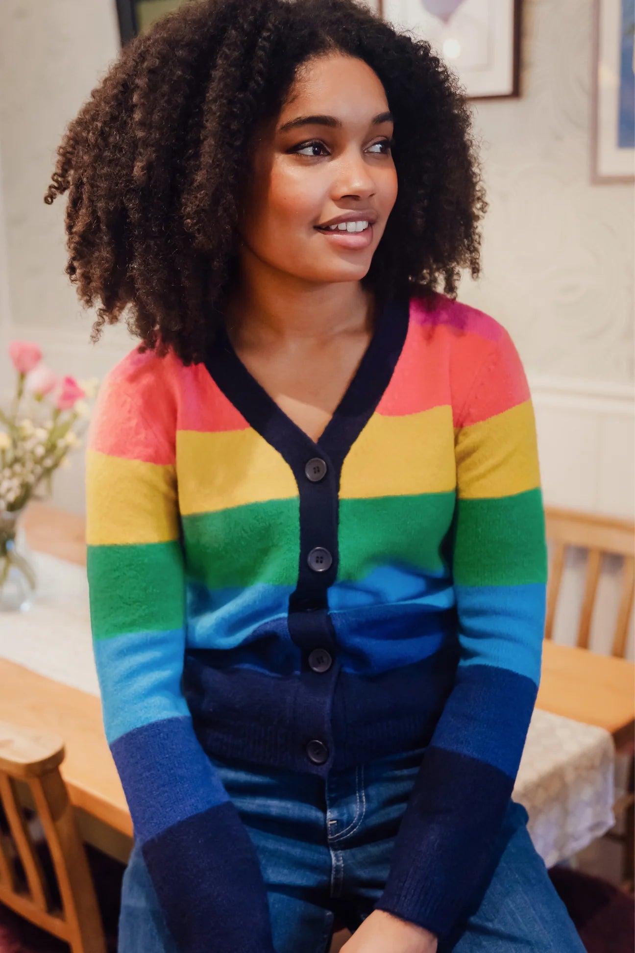 Sugarhill Brighton Izzy Rainbow Stripes Cardigan In Multi